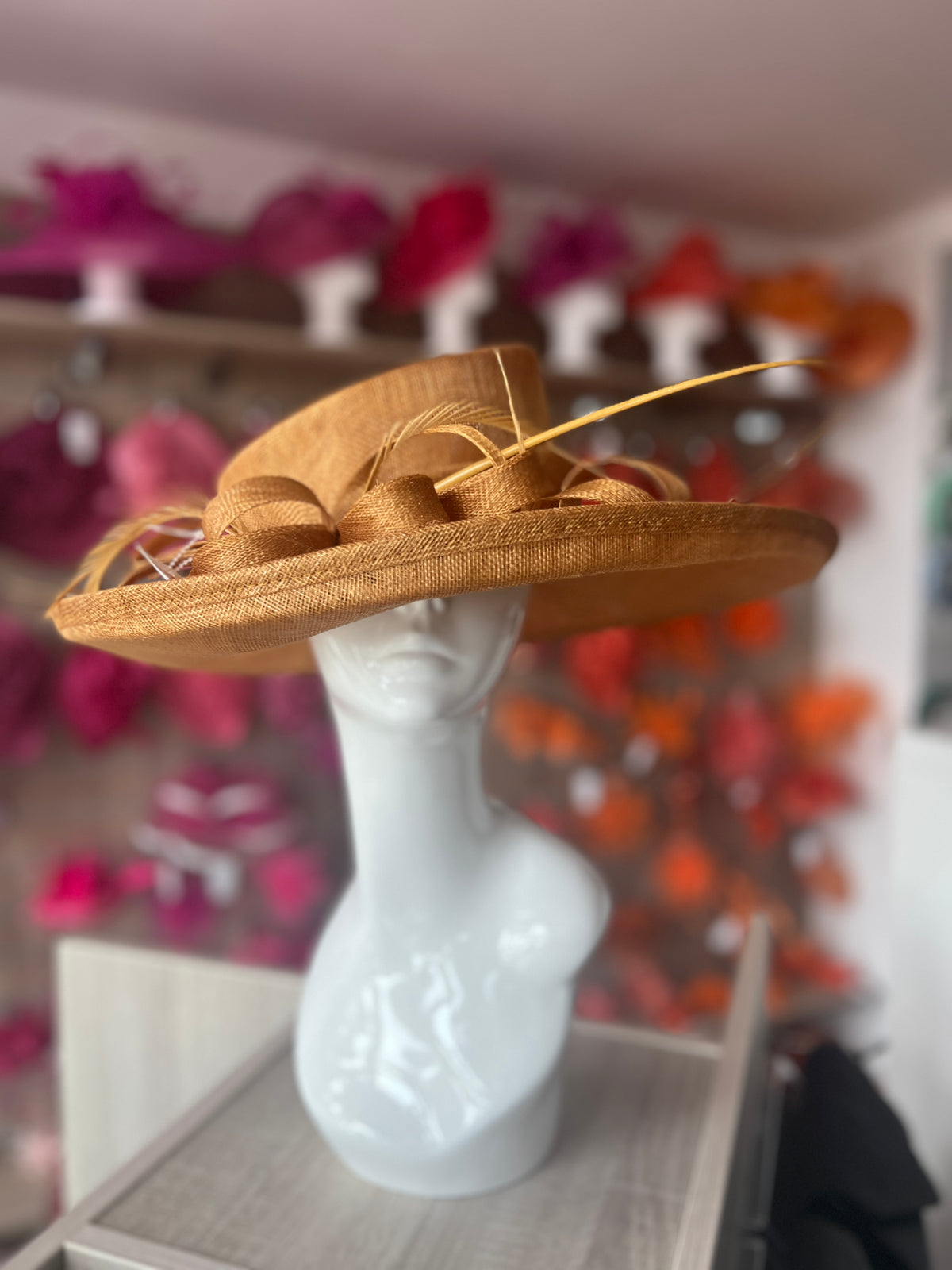 Classic Sinamay Gold Wedding Hat-Fascinators Direct