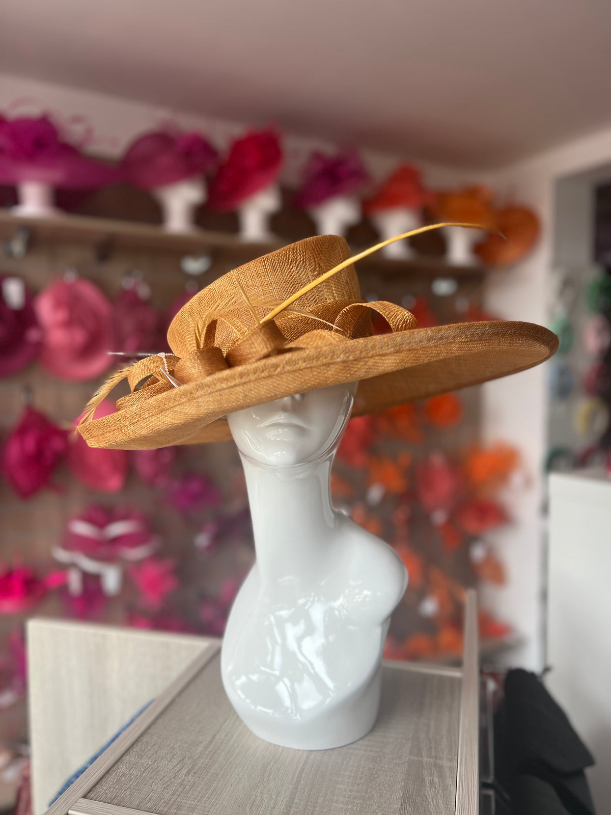 Classic Sinamay Gold Wedding Hat-Fascinators Direct