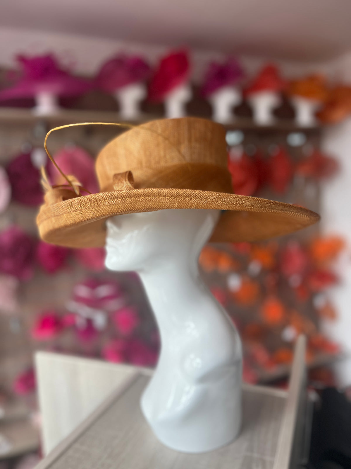 Classic Sinamay Gold Wedding Hat-Fascinators Direct