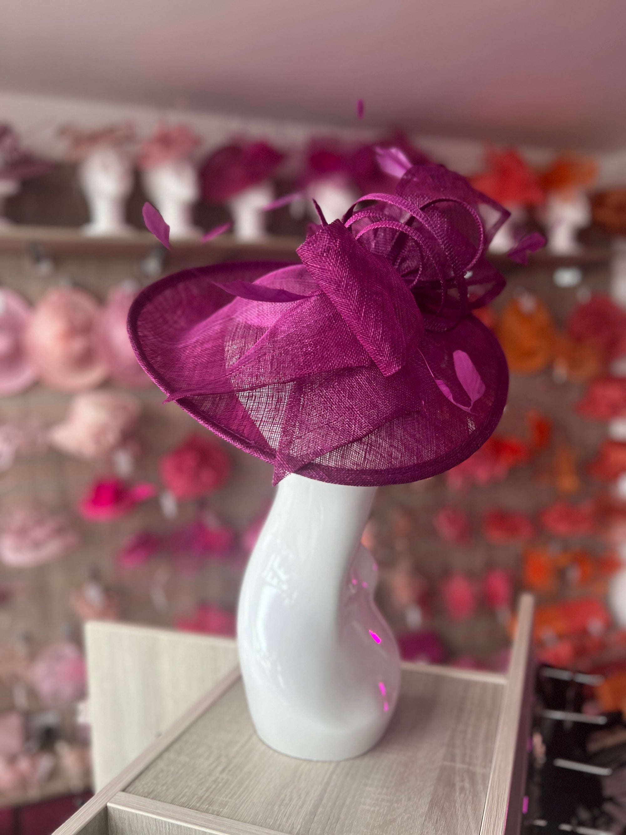 Classic Sinamay Grape Hatinator with Bow-Fascinators Direct