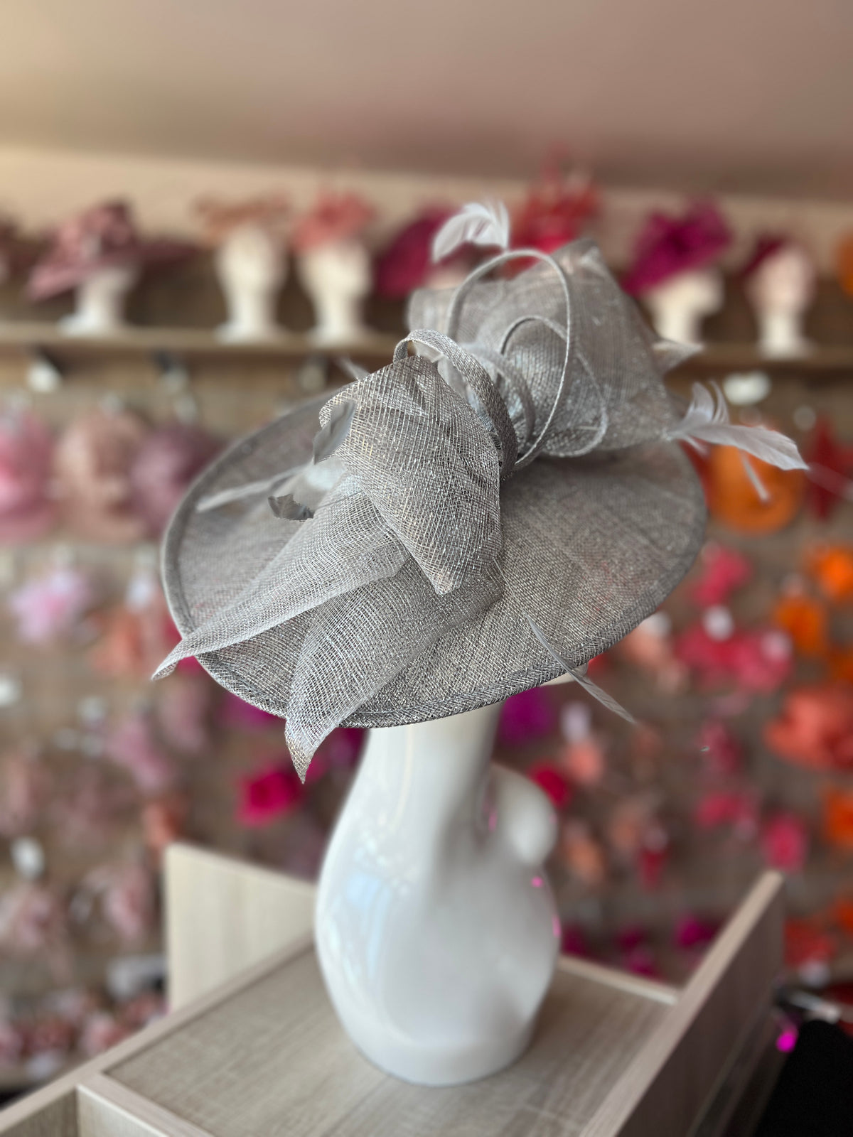 Classic Sinamay Graphite Hatinator with Bow-Fascinators Direct
