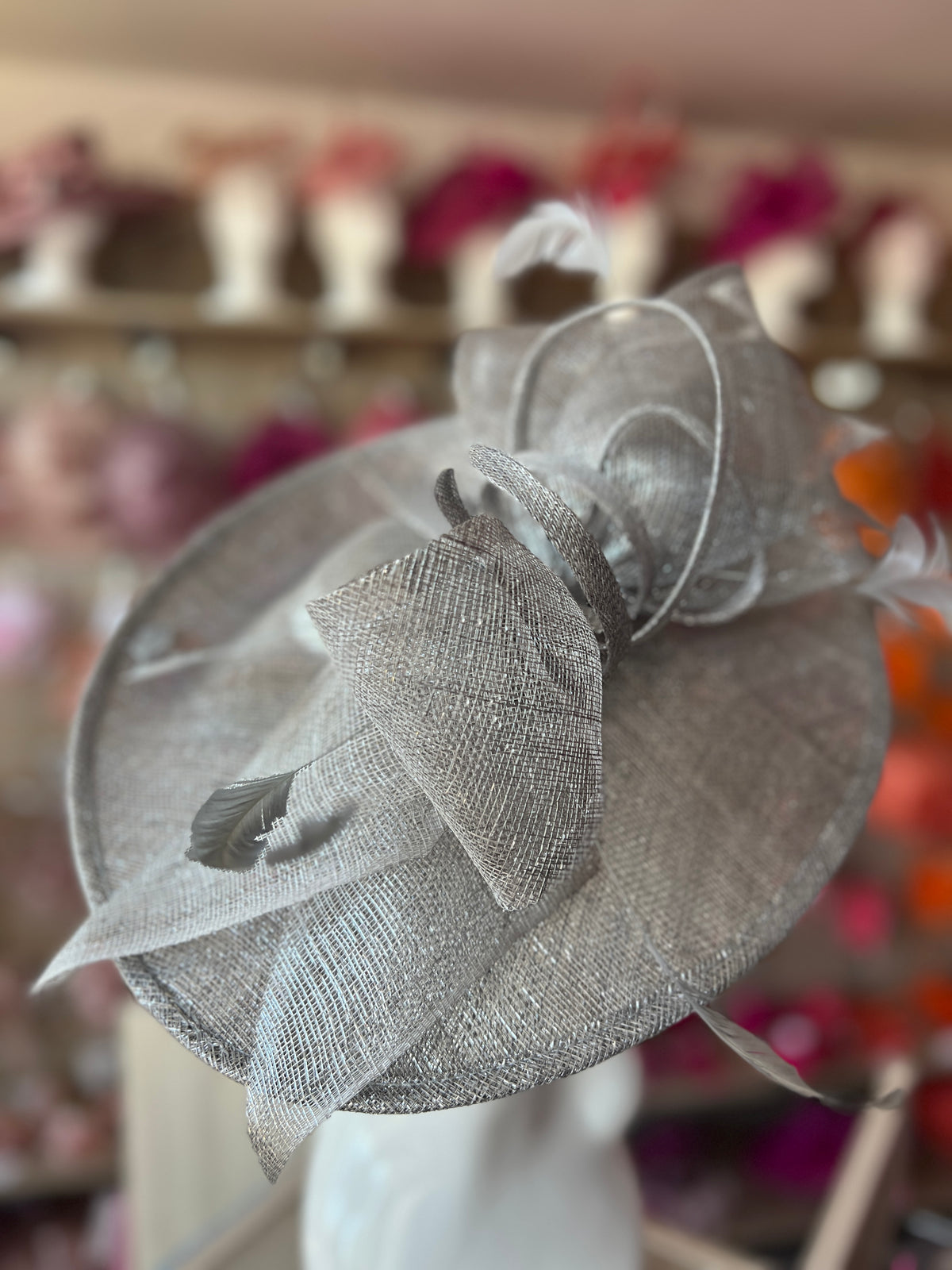 Classic Sinamay Graphite Hatinator with Bow-Fascinators Direct