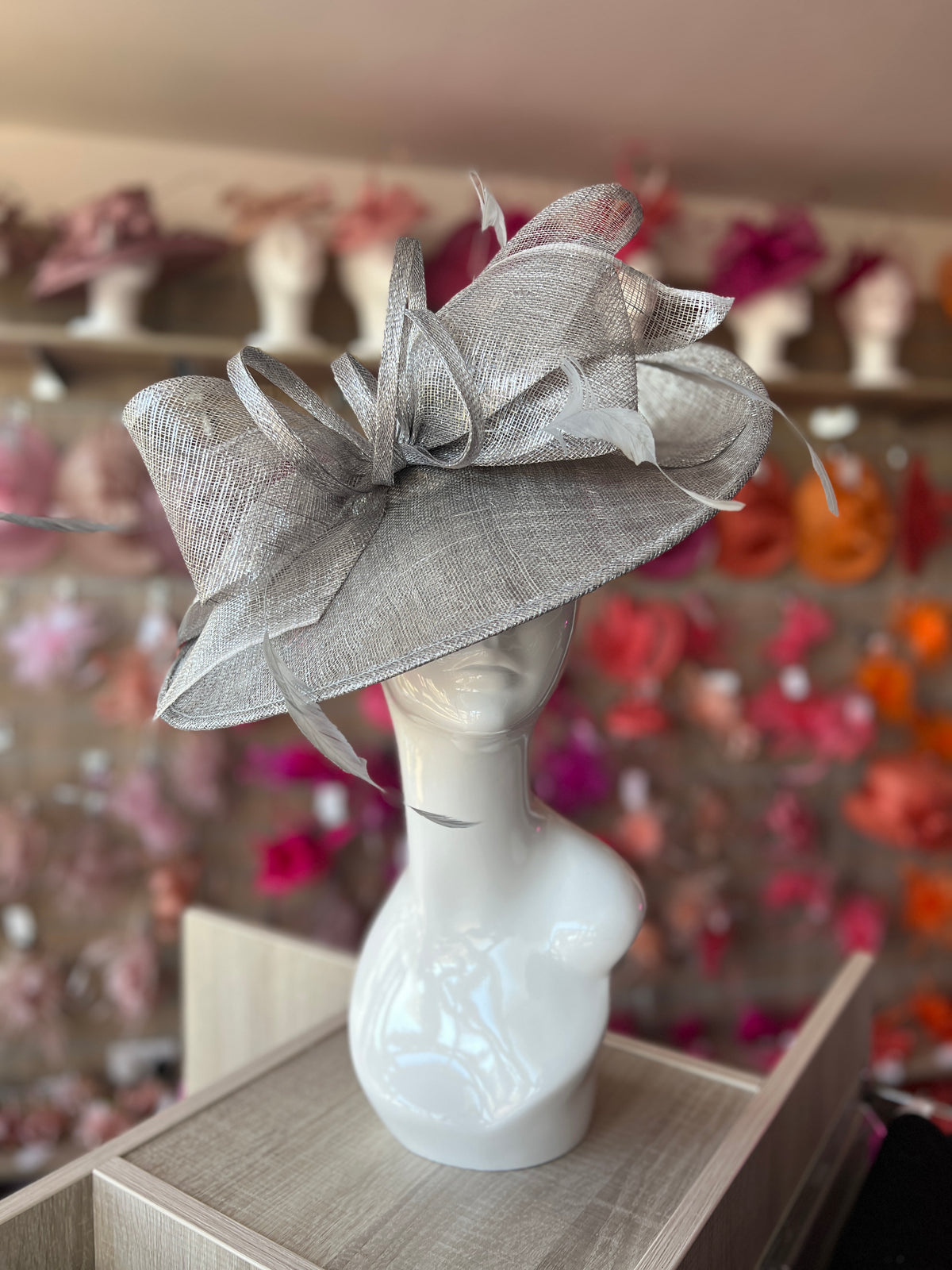 Classic Sinamay Graphite Hatinator with Bow-Fascinators Direct