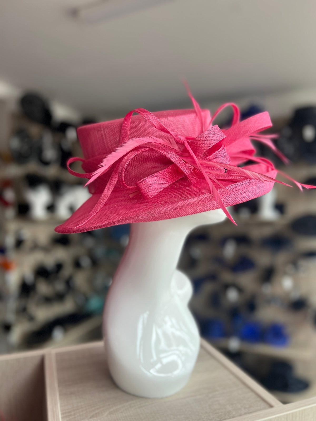 Classic Sinamay Hot Pink Cerise Wedding Hat-Fascinators Direct