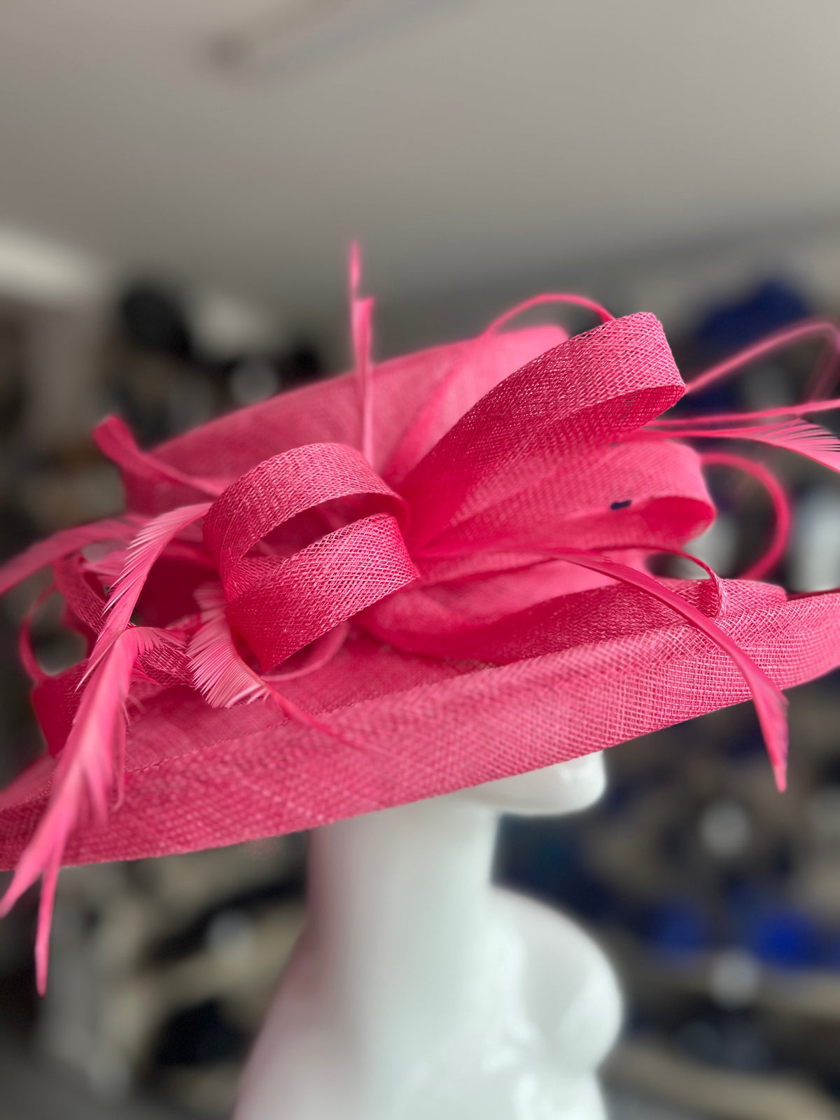 Classic Sinamay Hot Pink Cerise Wedding Hat-Fascinators Direct