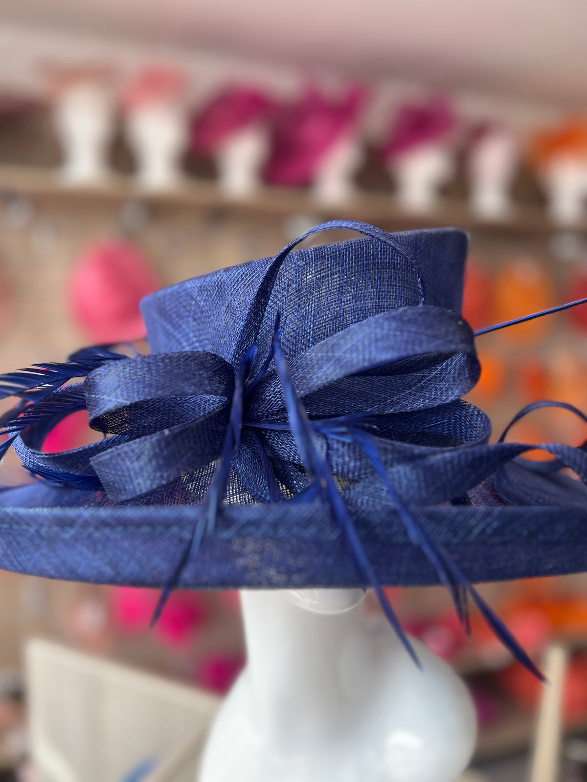 Classic Sinamay Indigo Wedding Hat-Fascinators Direct