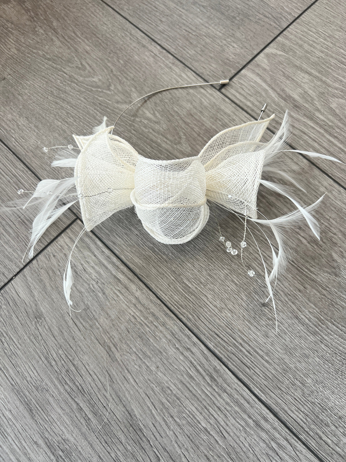 Ivory sinamay buying twist clip - bridal fascinator - sinamay headpiece