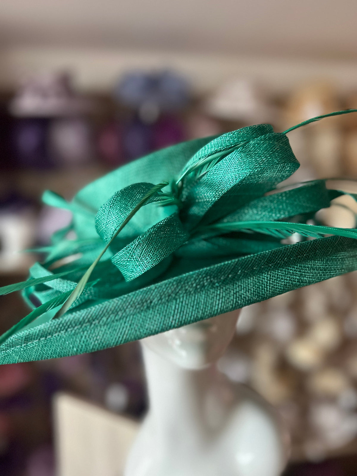 Classic Sinamay Jade Green Wedding Hat-Fascinators Direct