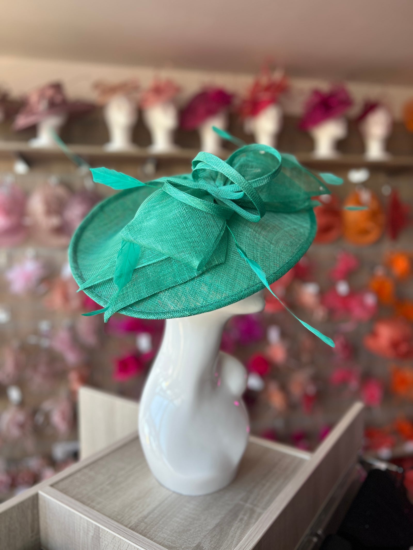 Classic Sinamay Jade Hatinator with Bow-Fascinators Direct