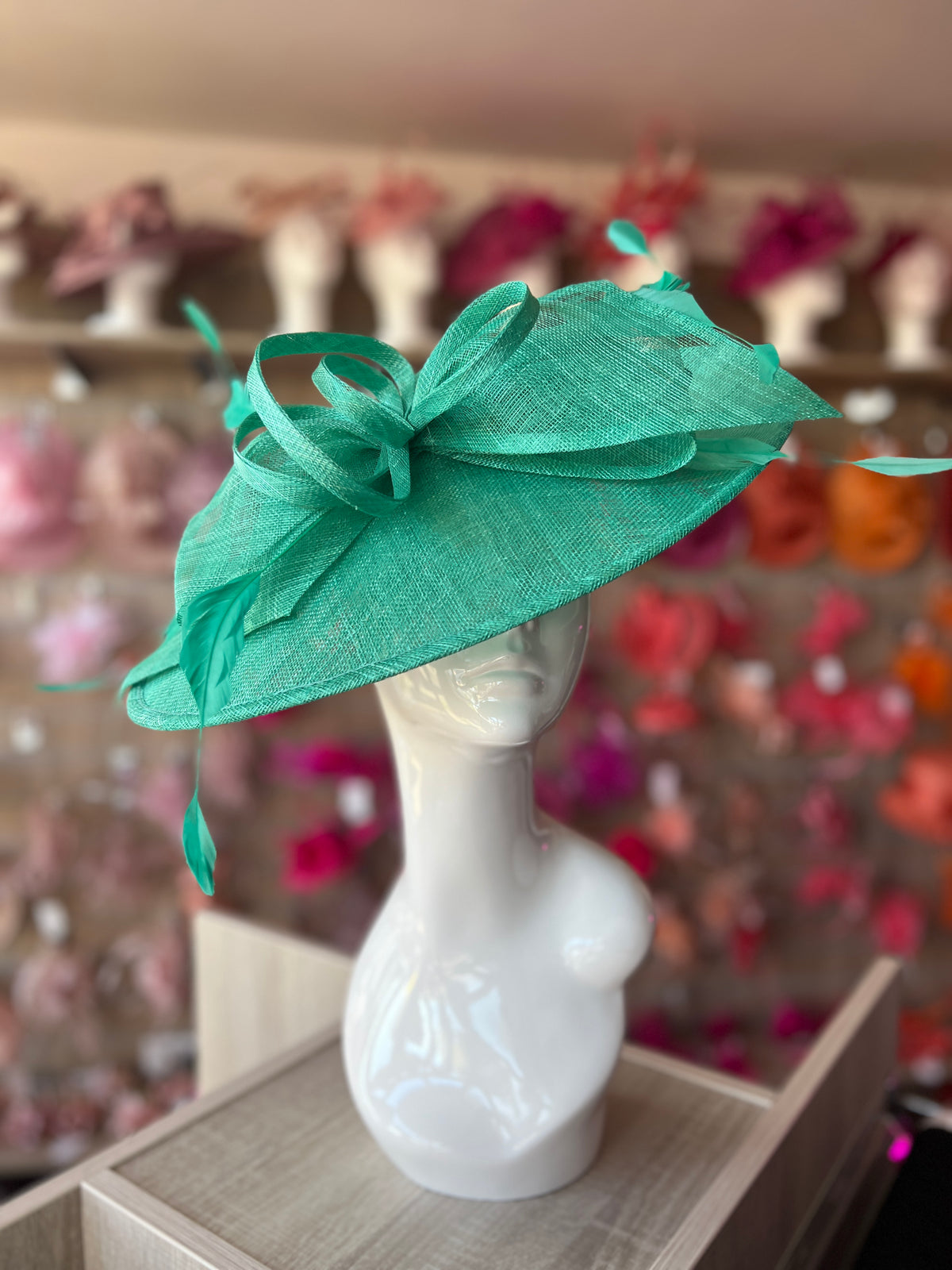 Classic Sinamay Jade Hatinator with Bow-Fascinators Direct