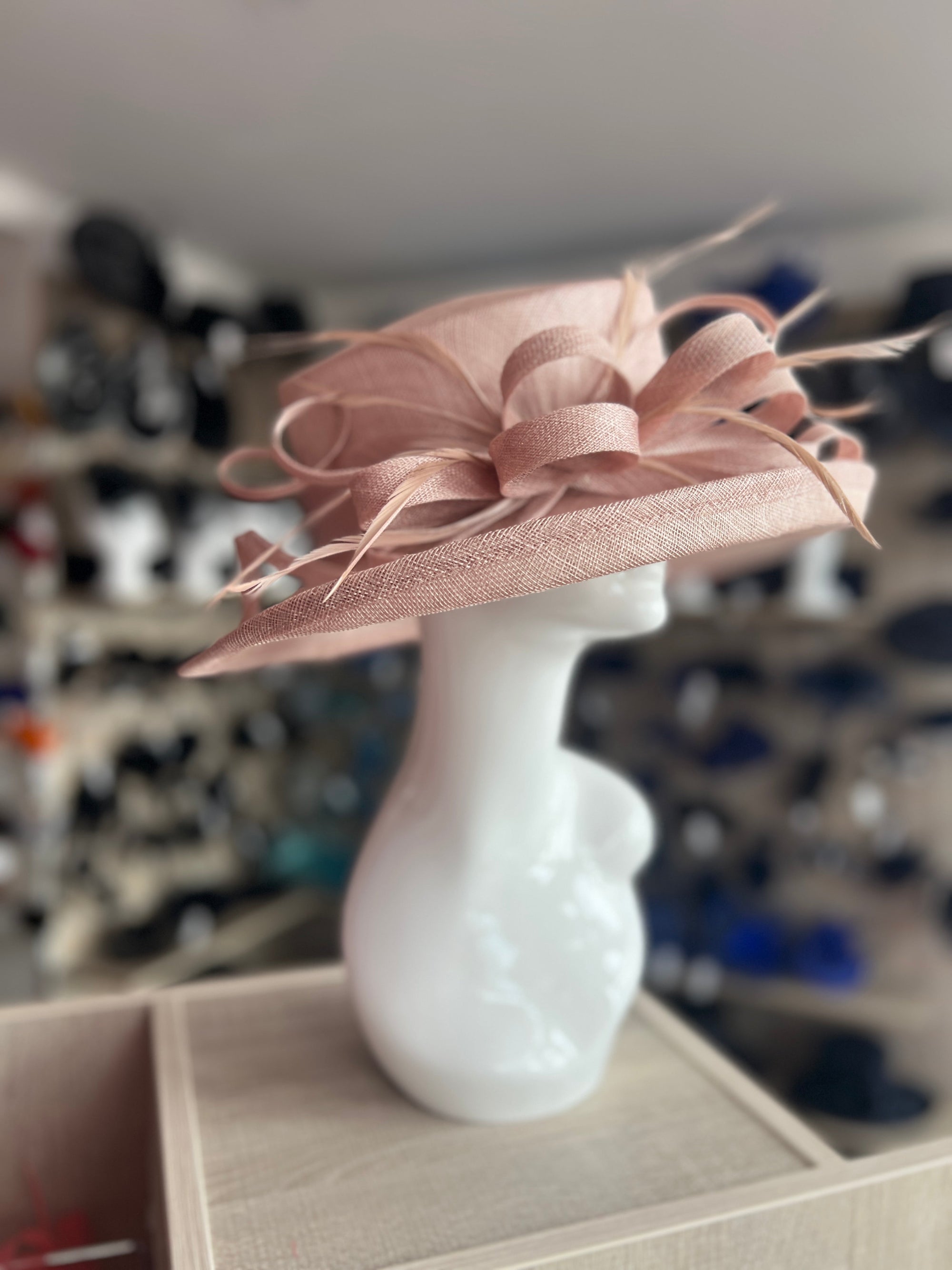 Classic Sinamay Latte Wedding Hat-Fascinators Direct