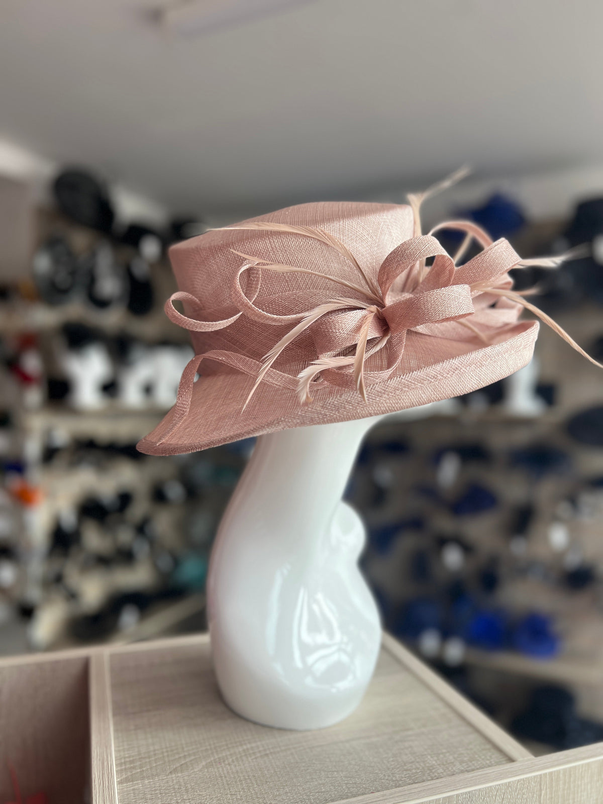 Classic Sinamay Latte Wedding Hat-Fascinators Direct
