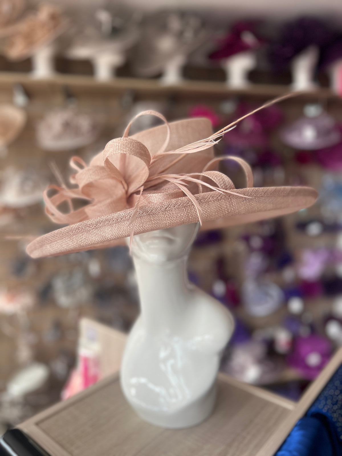 Classic Sinamay Latte Wedding Hat-Fascinators Direct