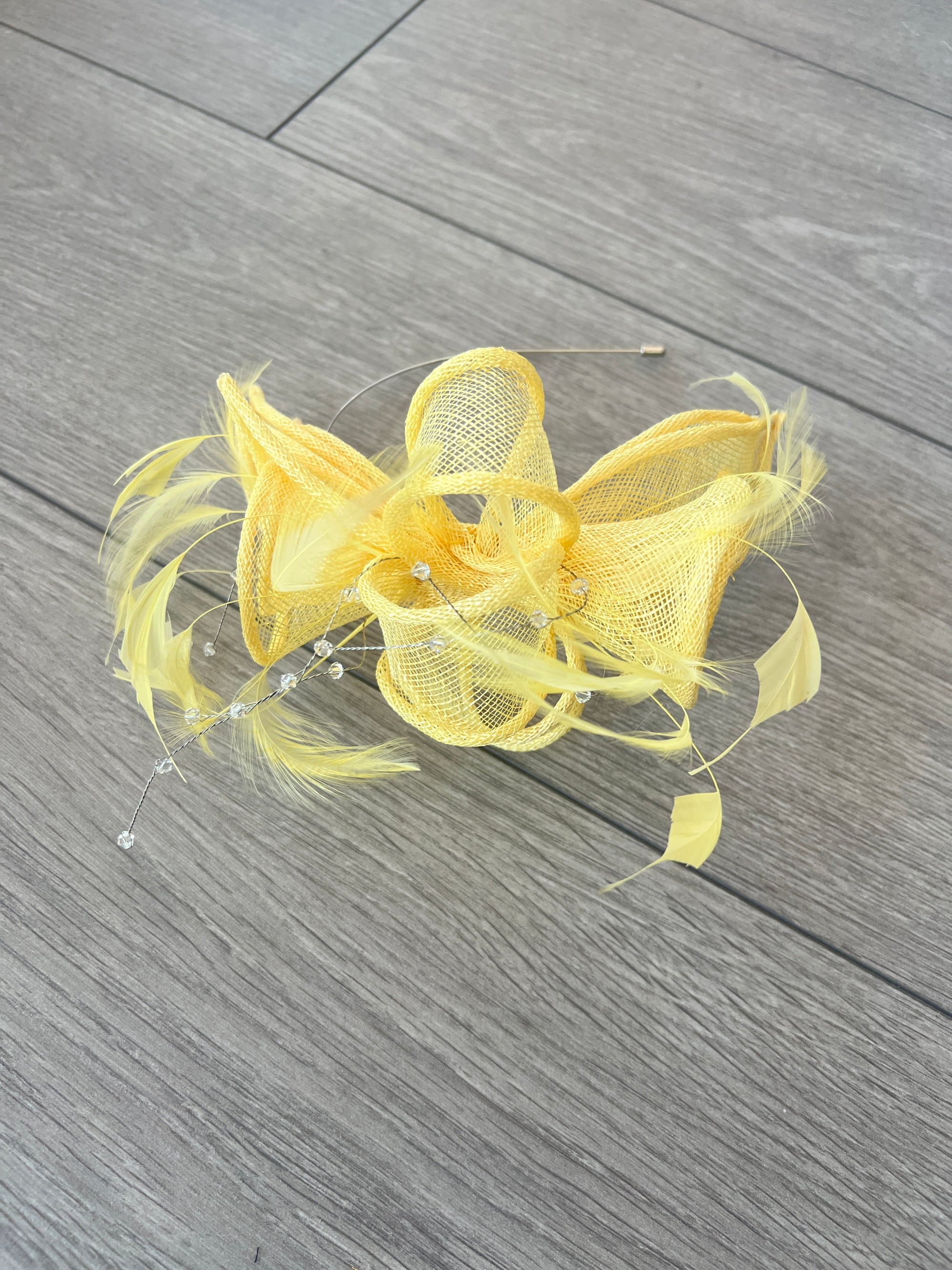 Classic Sinamay Lemon Fascinator for Weddings & The Races