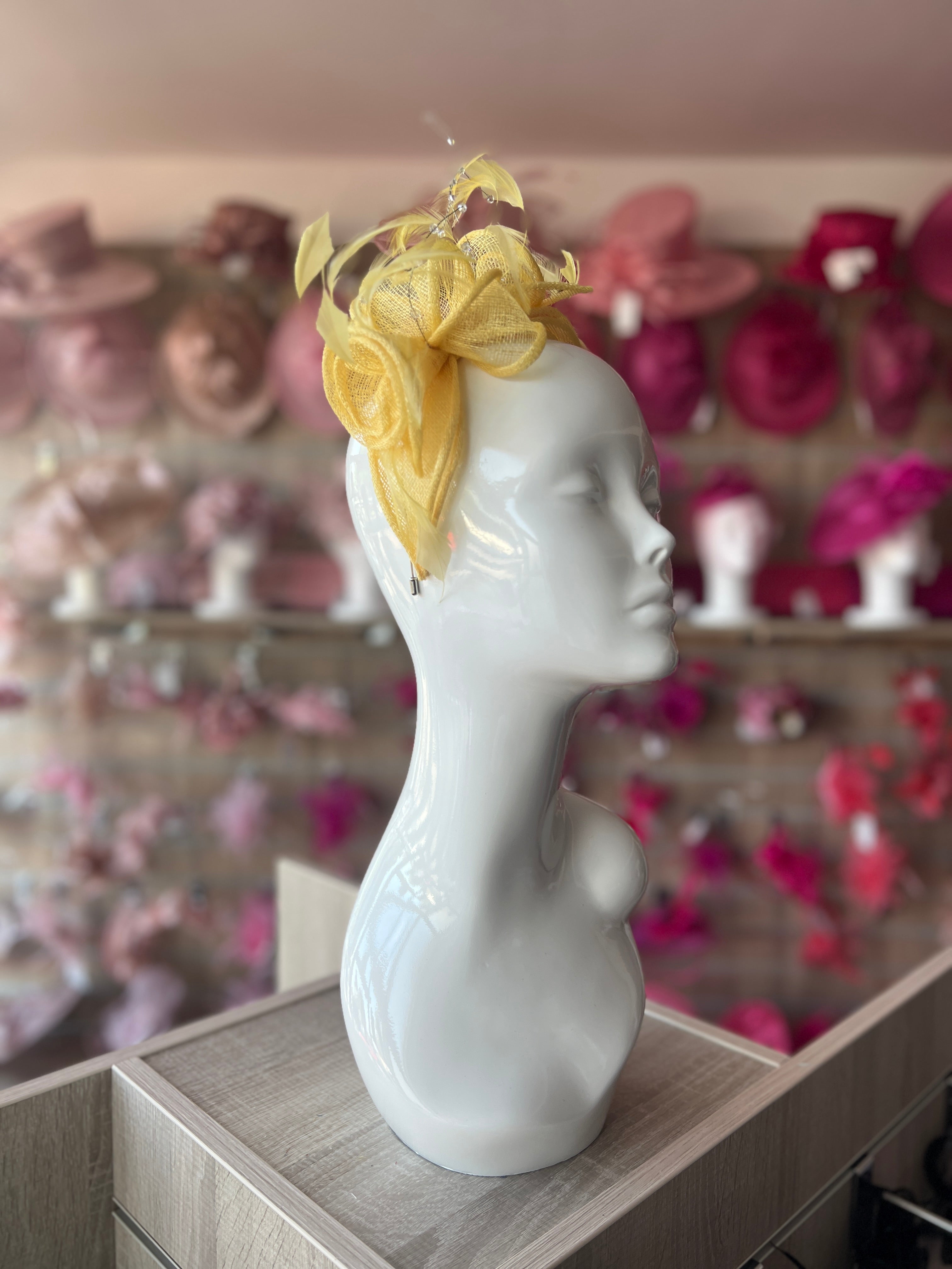 Classic Sinamay Lemon Fascinator for Weddings The Races