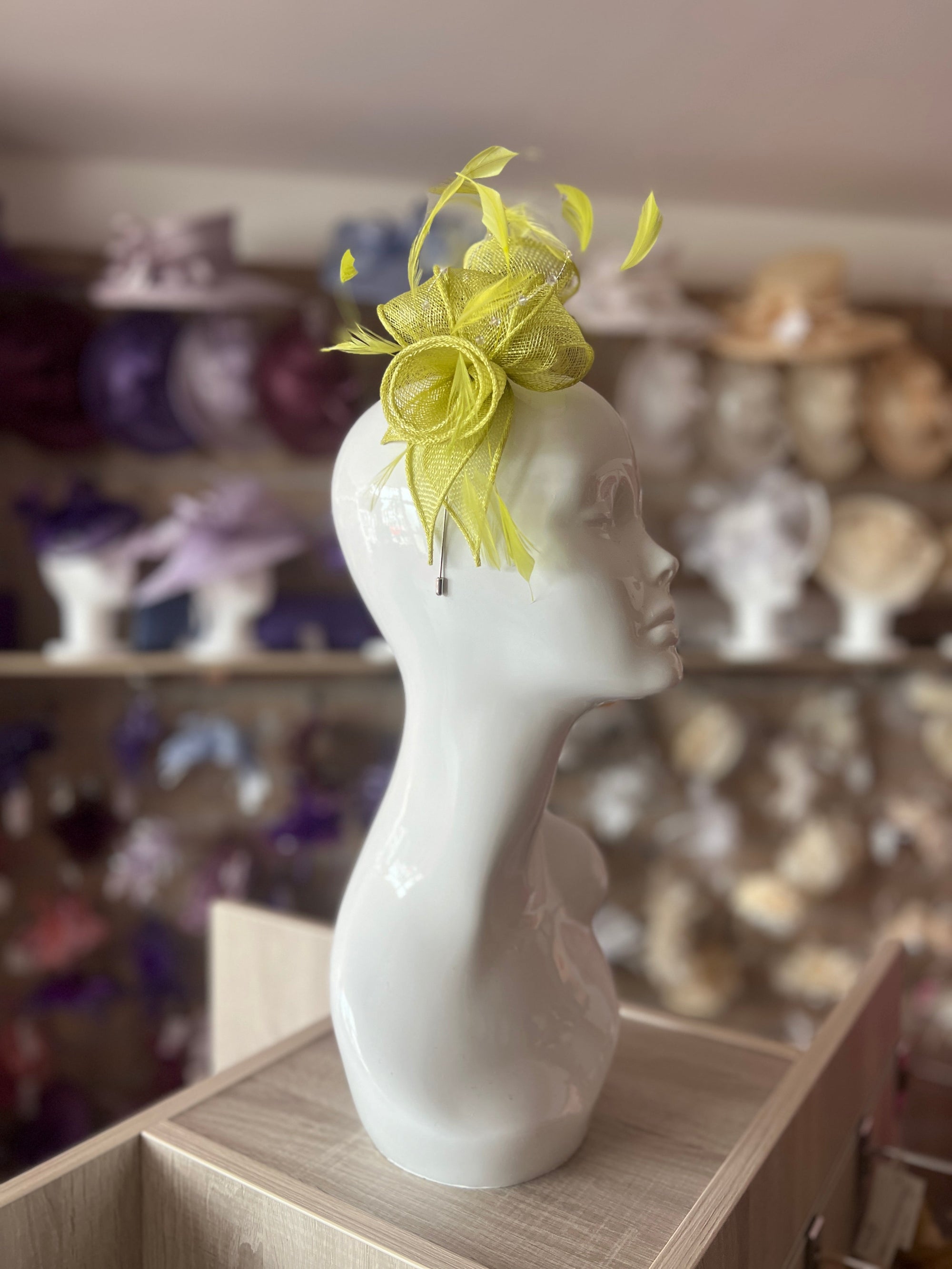 Classic Sinamay Lime Green Fascinator-Fascinators Direct