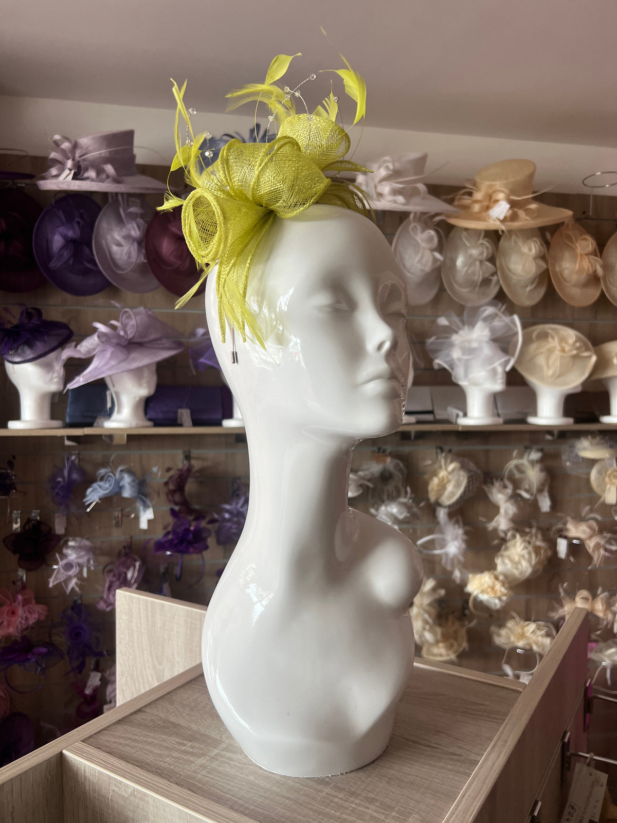 Classic Sinamay Lime Green Fascinator-Fascinators Direct