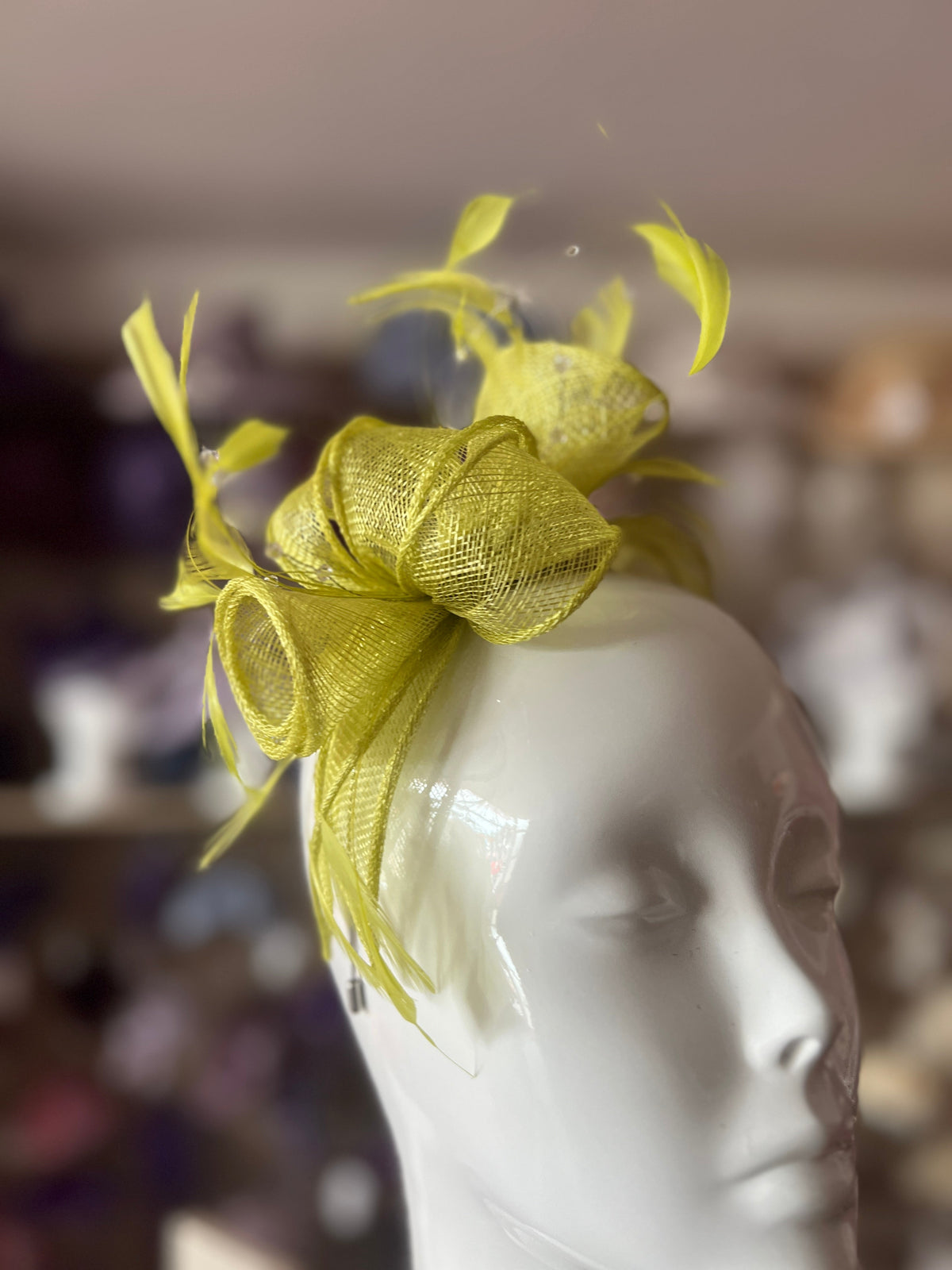 Classic Sinamay Lime Green Fascinator-Fascinators Direct