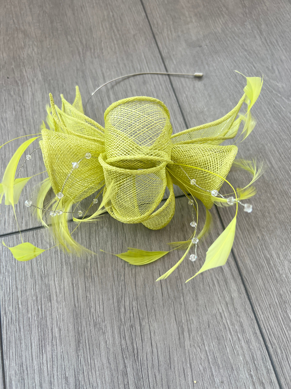 Classic Sinamay Lime Green Fascinator-Fascinators Direct