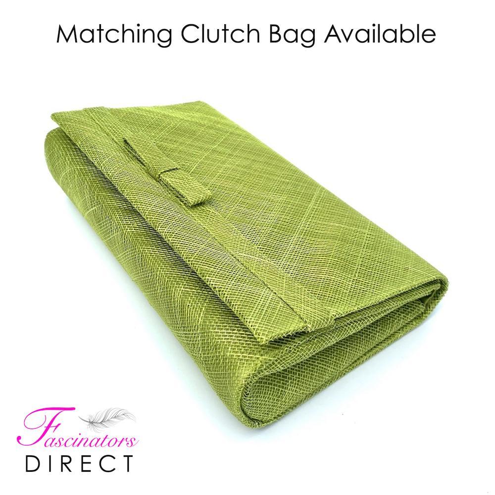 Classic Sinamay Lime Green Wedding Hat-Fascinators Direct