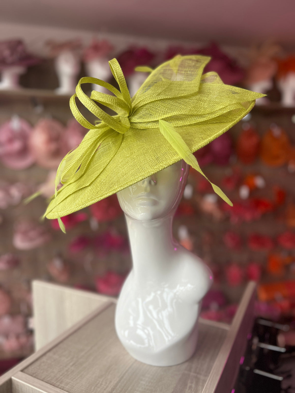 Classic Sinamay Lime Hatinator with Bow-Fascinators Direct