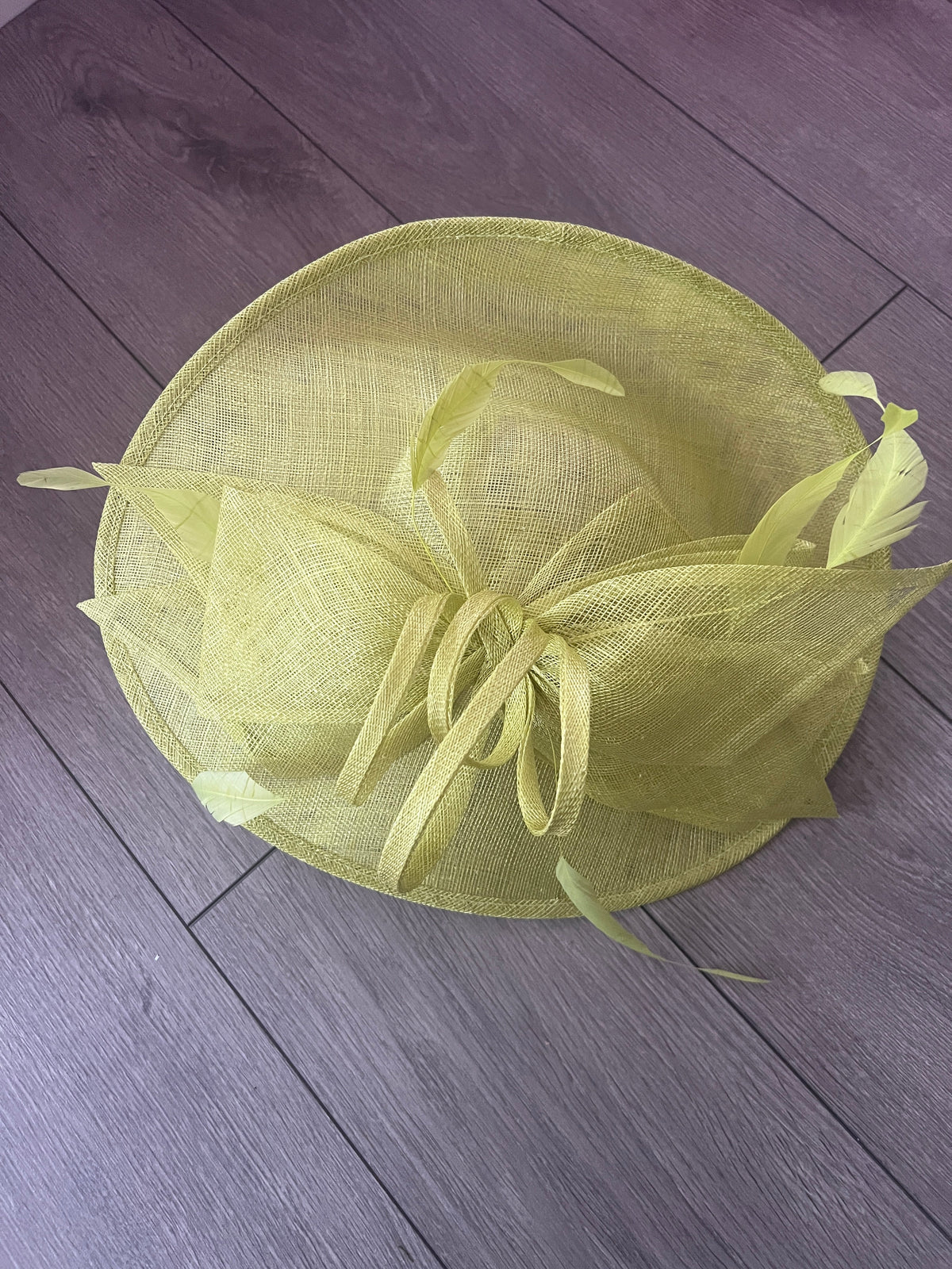 Classic Sinamay Lime Hatinator with Bow-Fascinators Direct