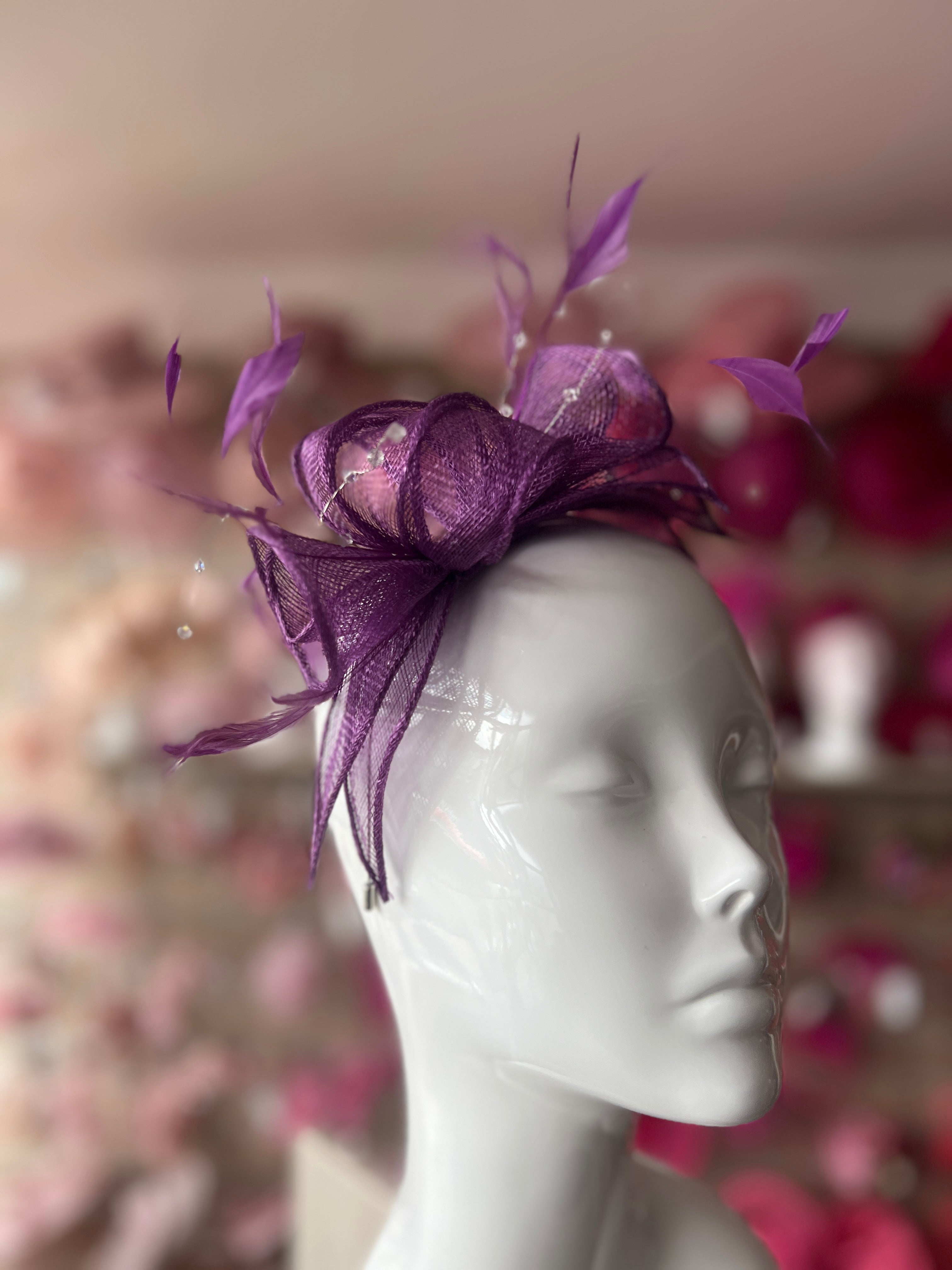 Classic Sinamay Mauve Fascinator for Weddings The Races