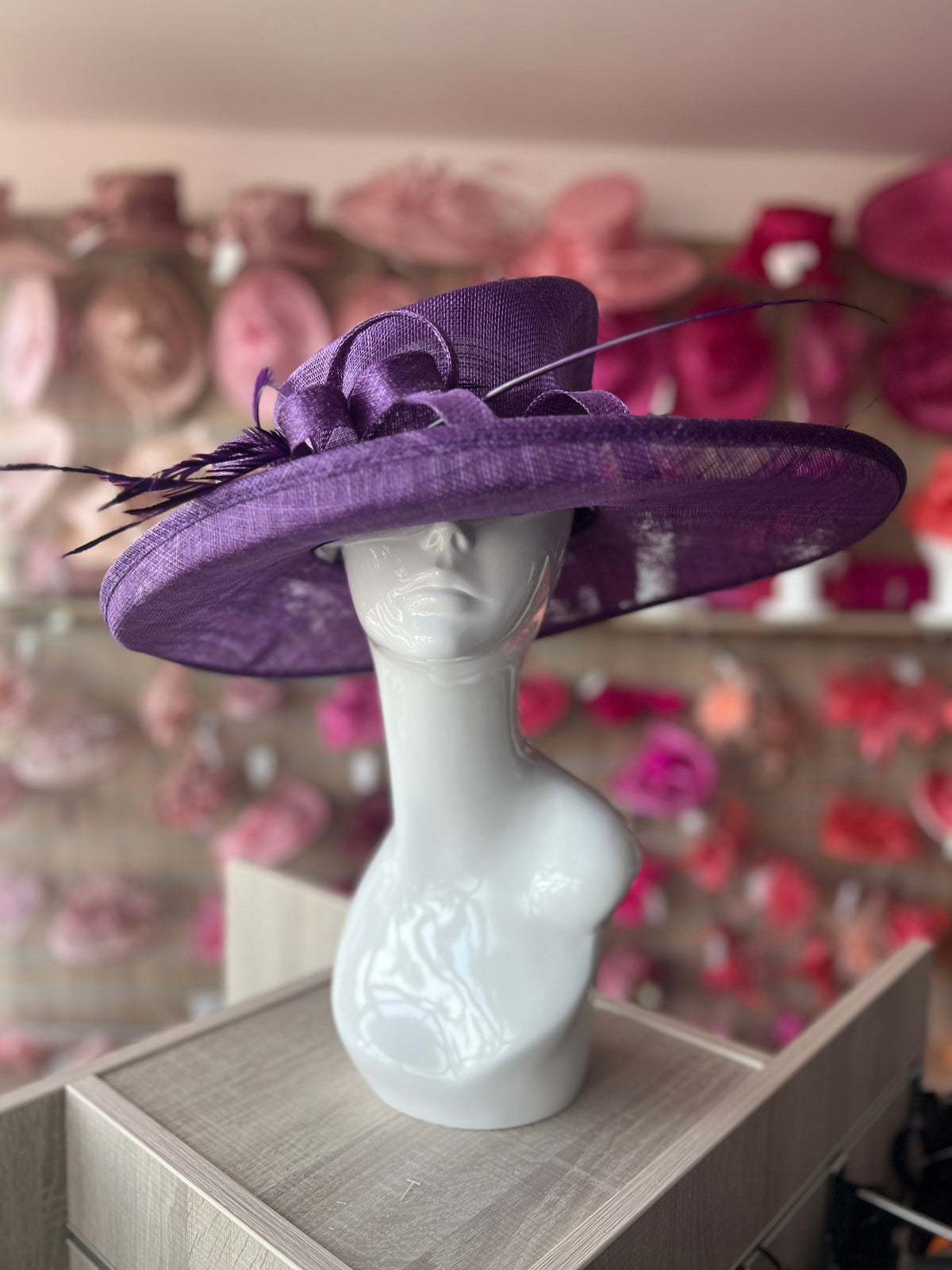Classic Sinamay Mauve Wedding Hat-Fascinators Direct