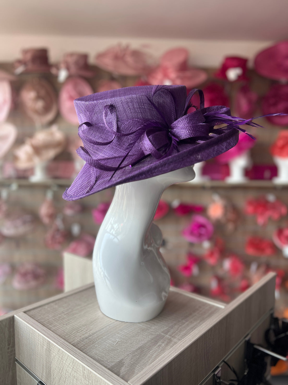 Classic Sinamay Mauve Wedding Hat-Fascinators Direct