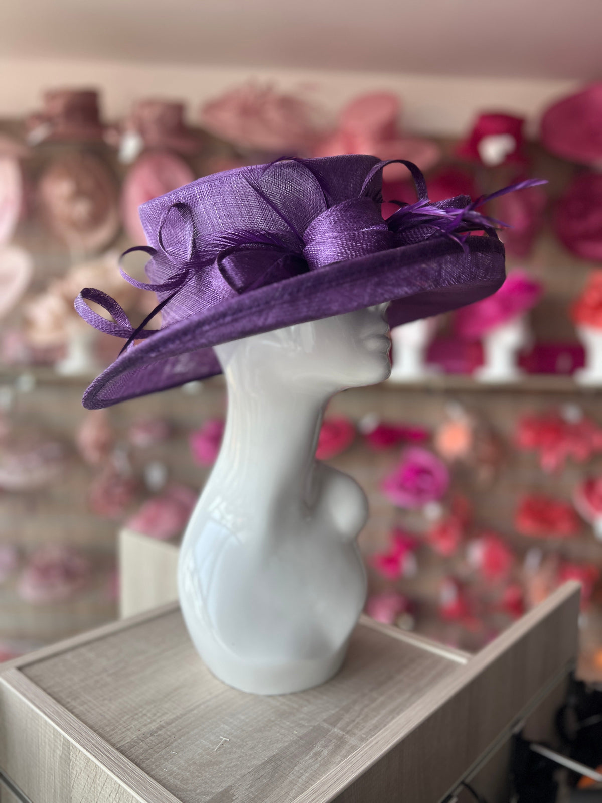 Classic Sinamay Mauve Wedding Hat-Fascinators Direct