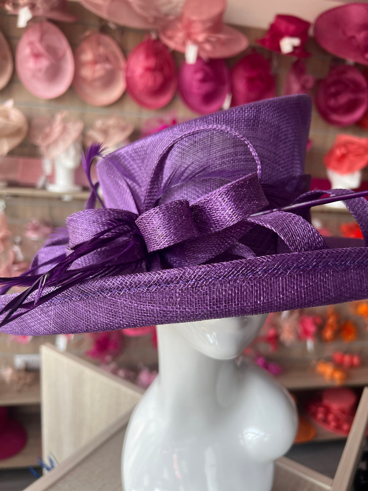 Classic Sinamay Mauve Wedding Hat-Fascinators Direct