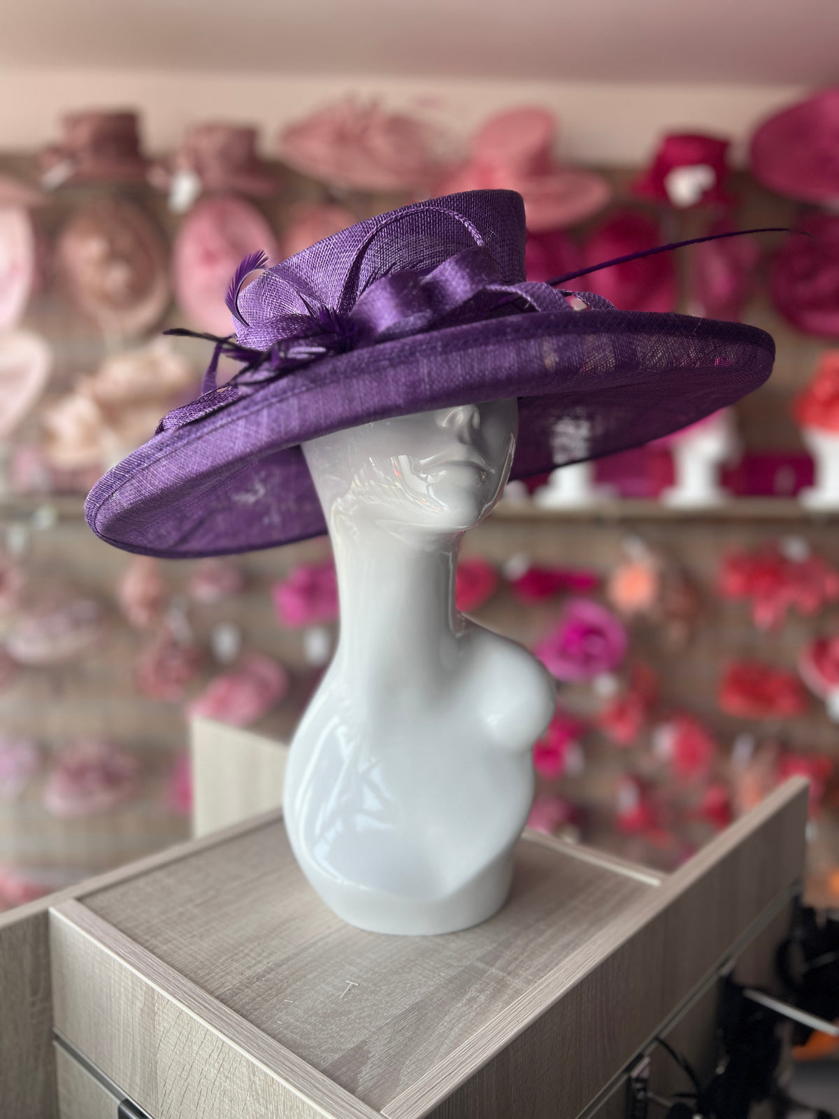 Classic Sinamay Mauve Wedding Hat-Fascinators Direct