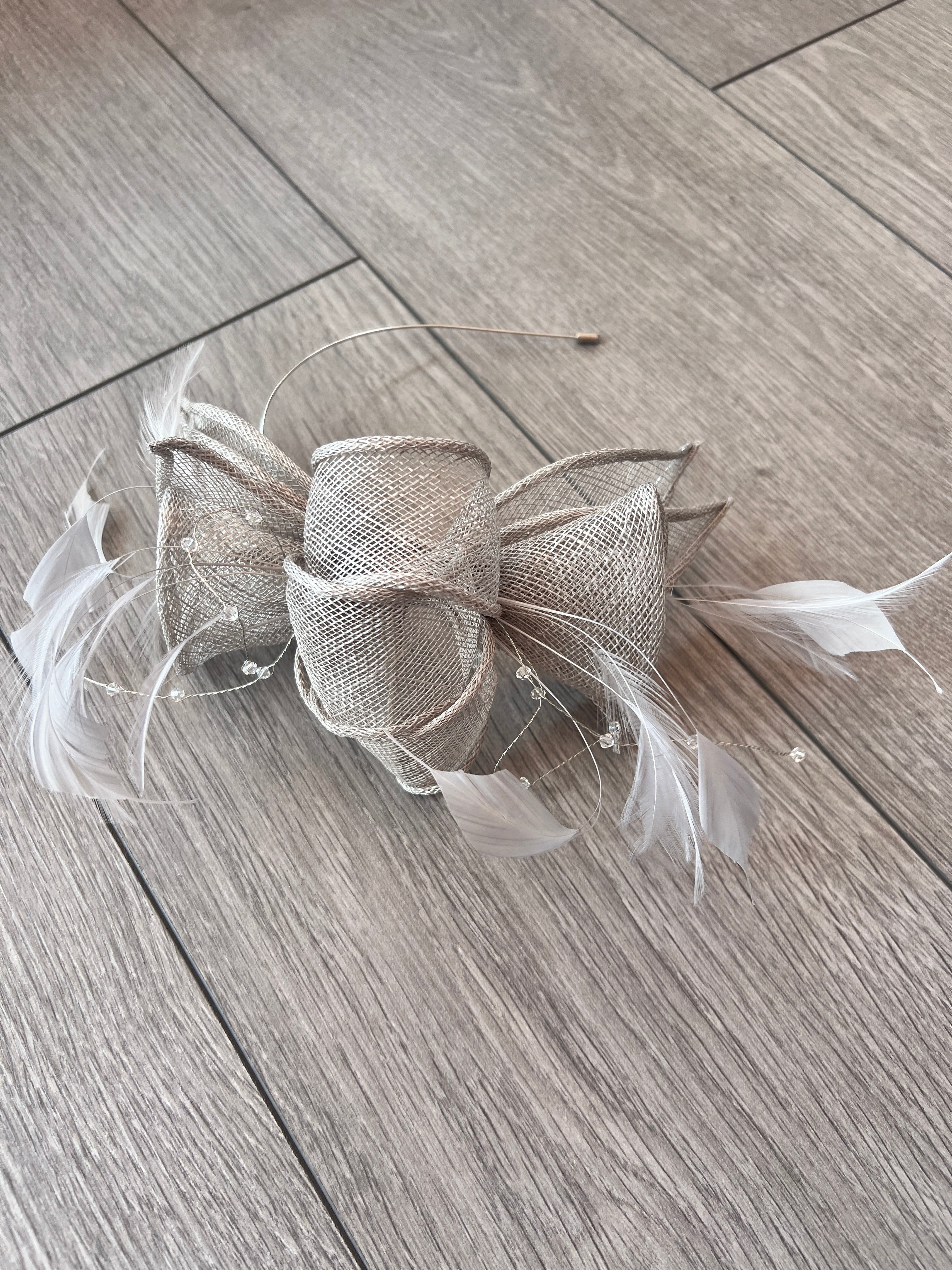Classic Sinamay Mercury Grey Fascinator for Weddings The Races