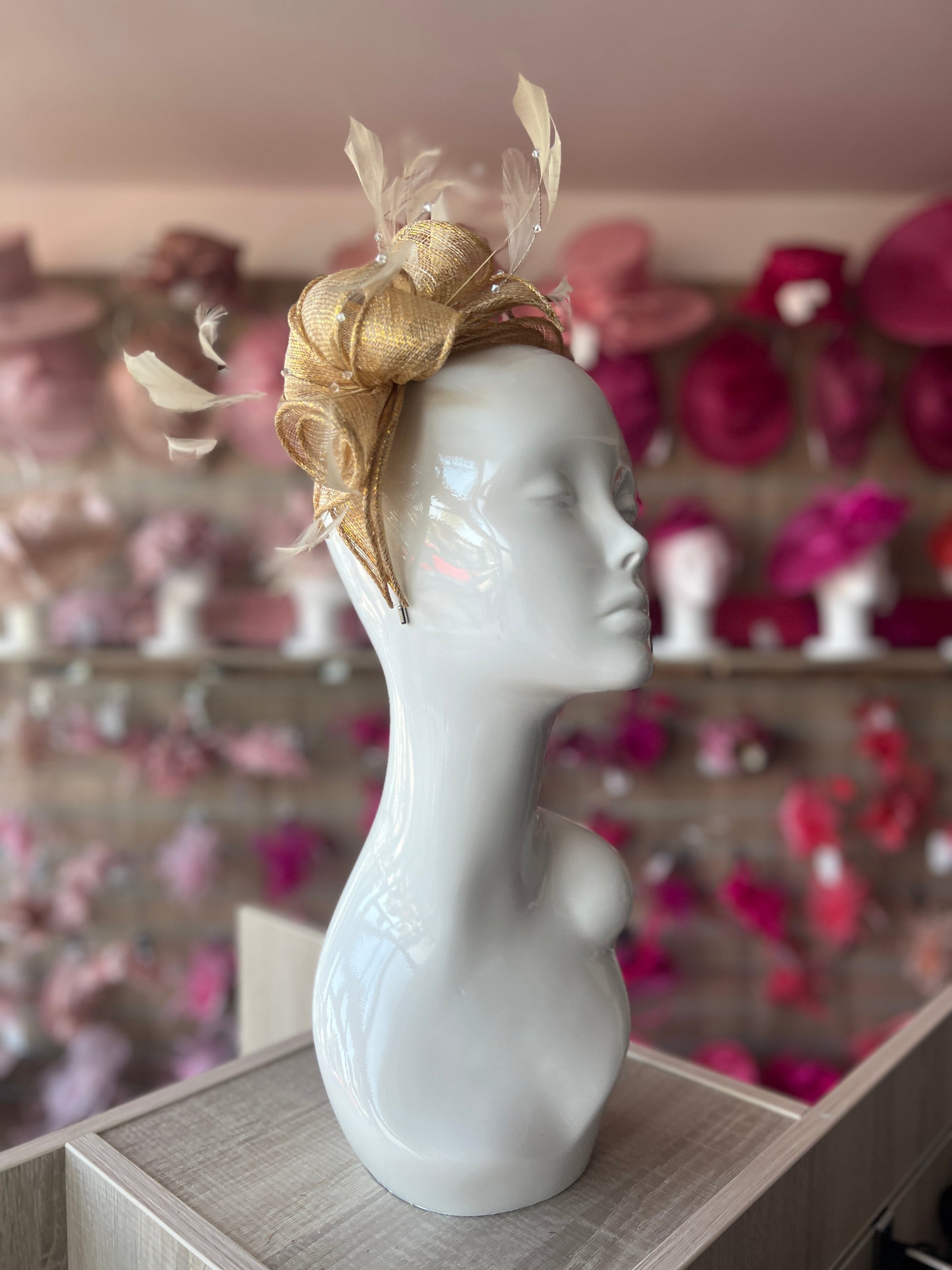 Classic Sinamay Metallic Gold Fascinator-Fascinators Direct