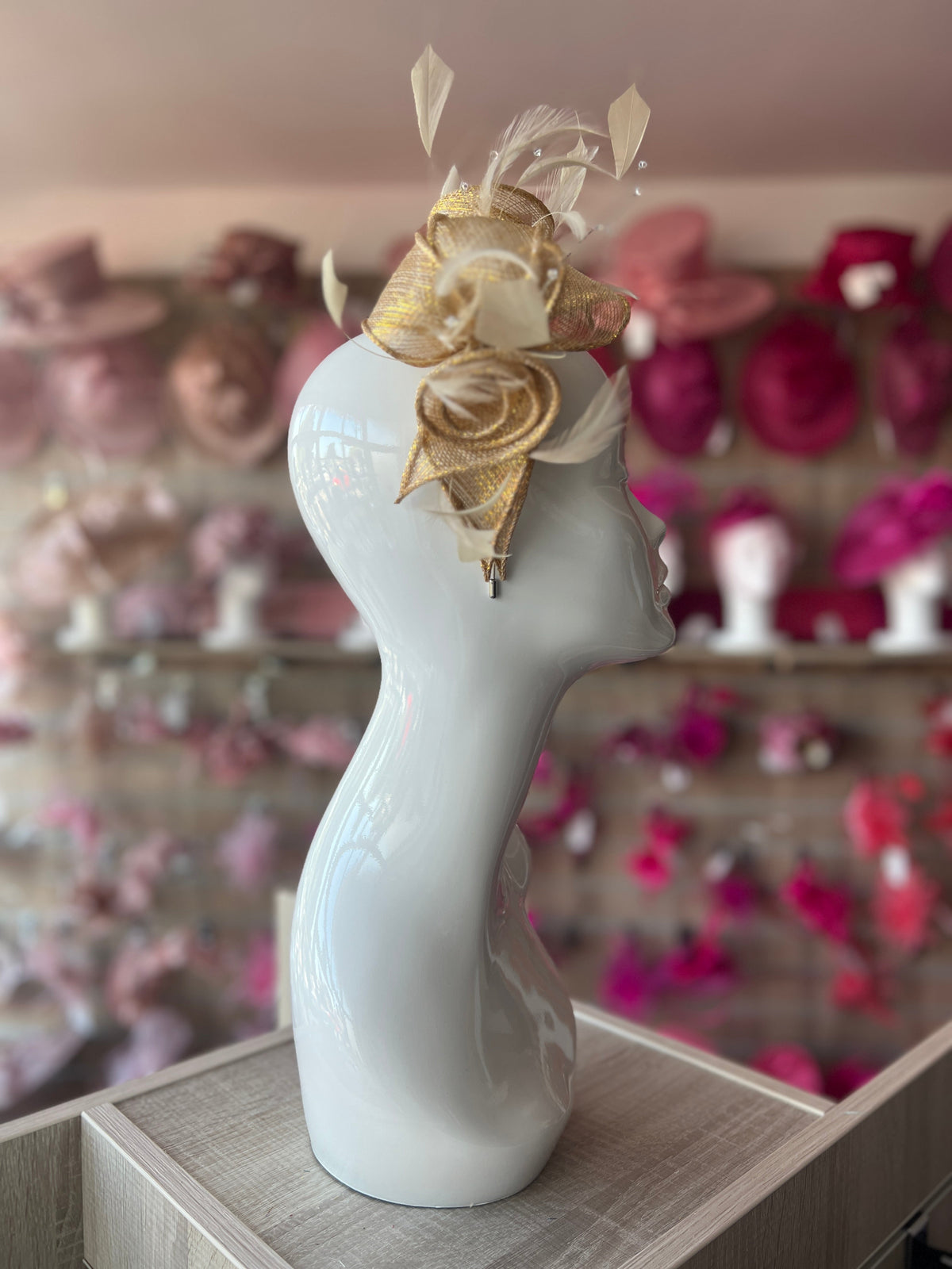 Classic Sinamay Metallic Gold Fascinator-Fascinators Direct