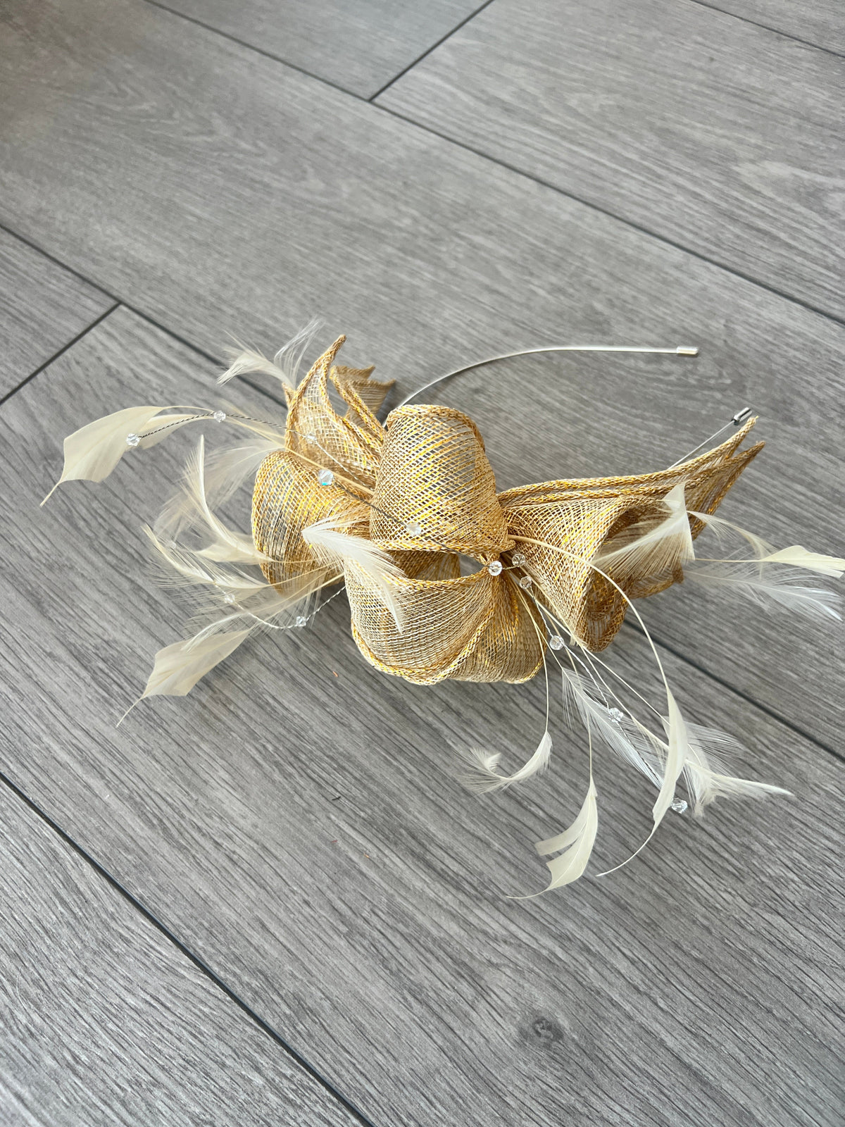 Classic Sinamay Metallic Gold Fascinator-Fascinators Direct