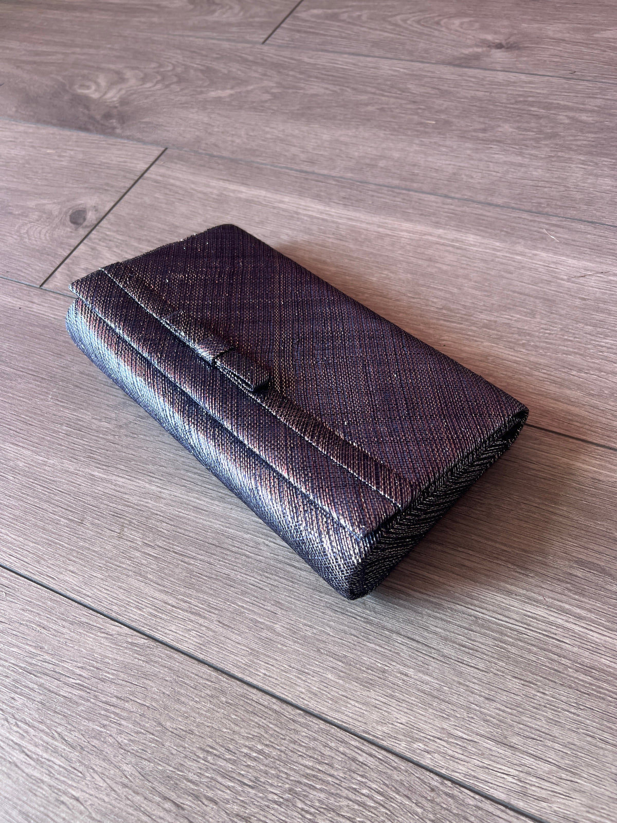 Classic Sinamay Metallic Navy Clutch Bag for Weddings-Fascinators Direct