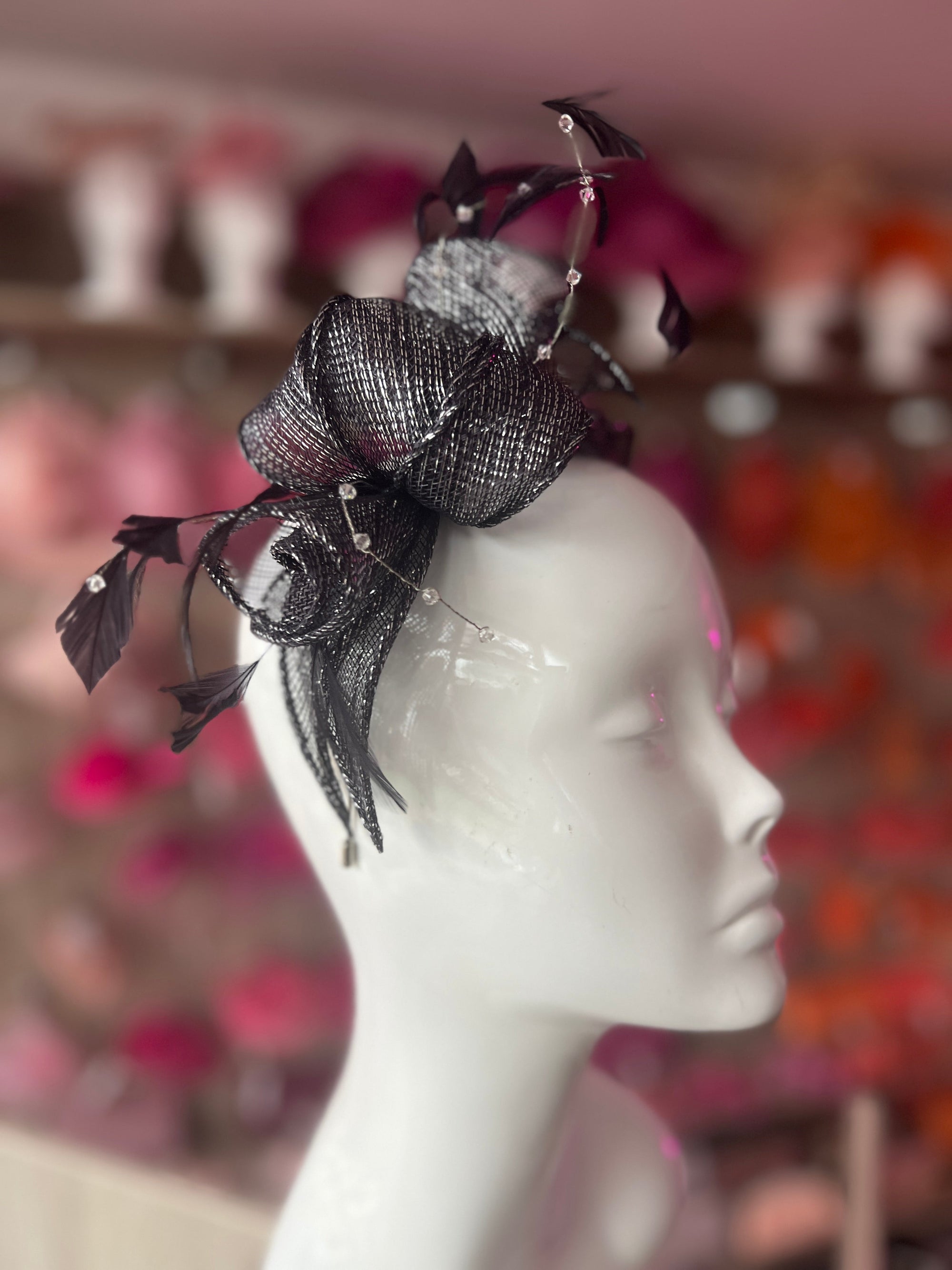 Classic Sinamay Metallic Navy Fascinator-Fascinators Direct