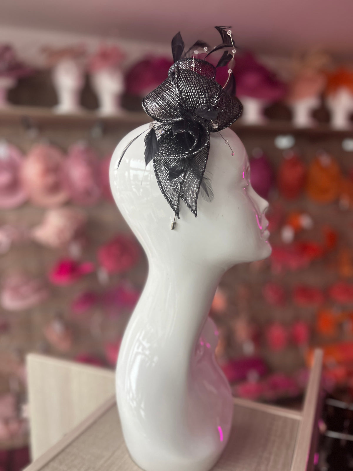 Classic Sinamay Metallic Navy Fascinator-Fascinators Direct