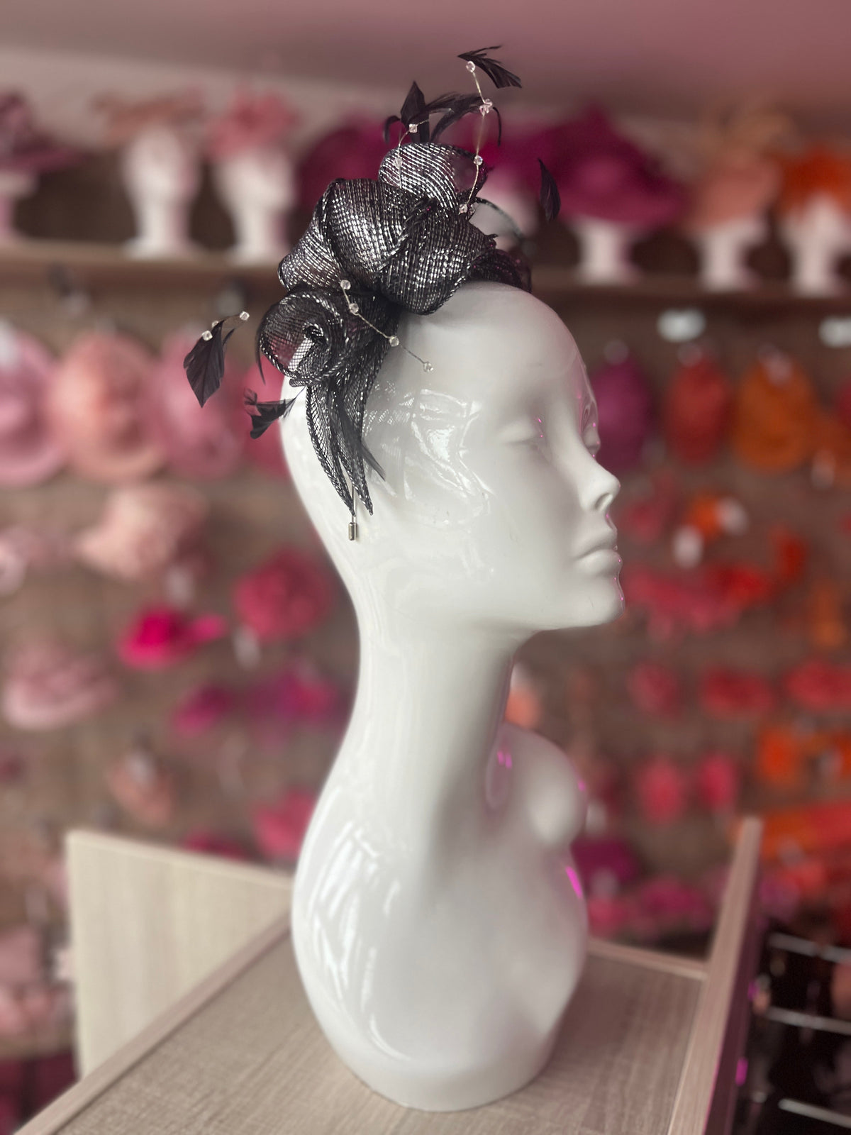 Classic Sinamay Metallic Navy Fascinator-Fascinators Direct