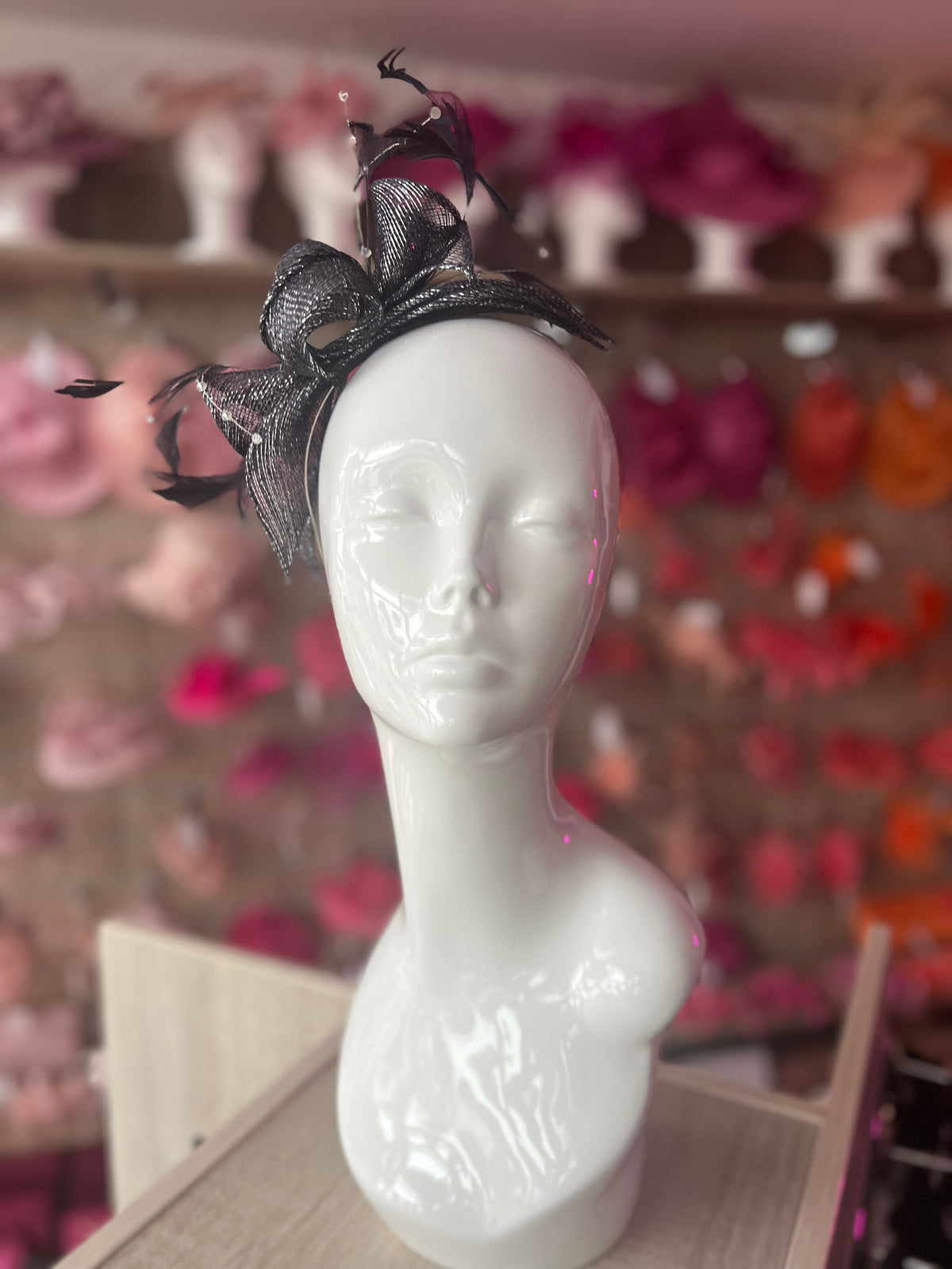 Classic Sinamay Metallic Navy Fascinator-Fascinators Direct