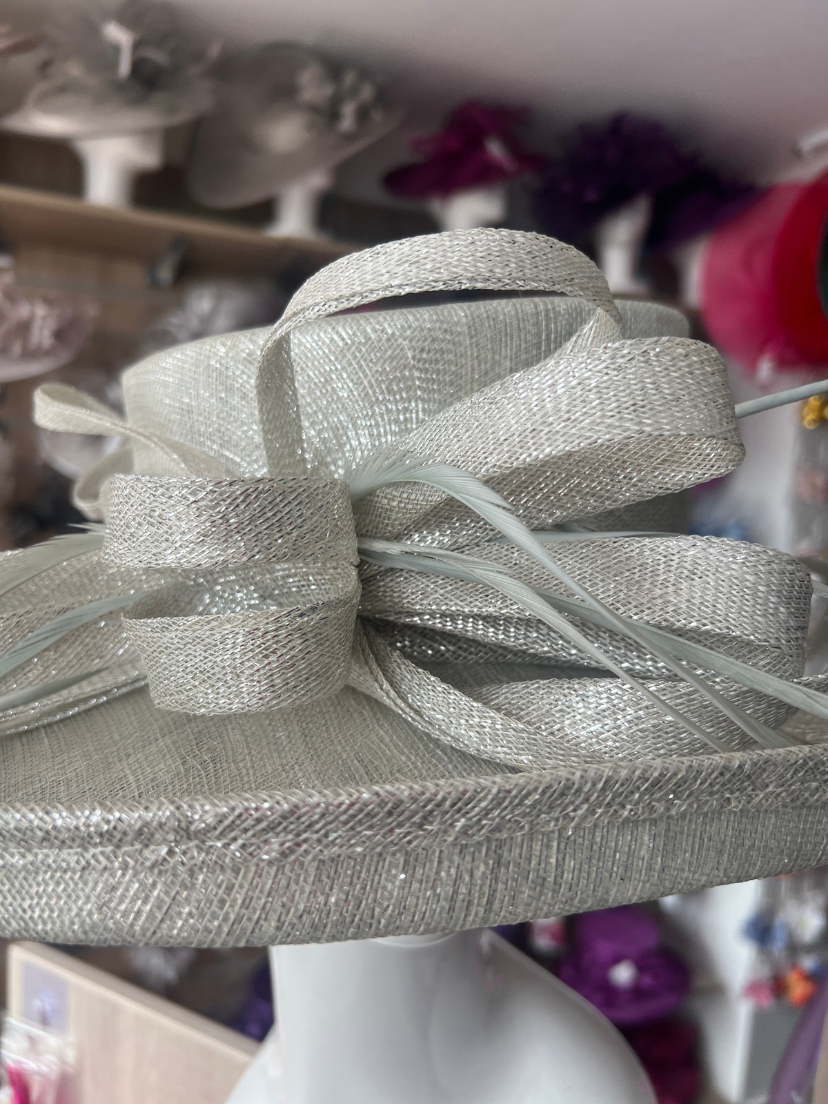 Classic Sinamay Metallic Peppermint Wedding Hat-Fascinators Direct