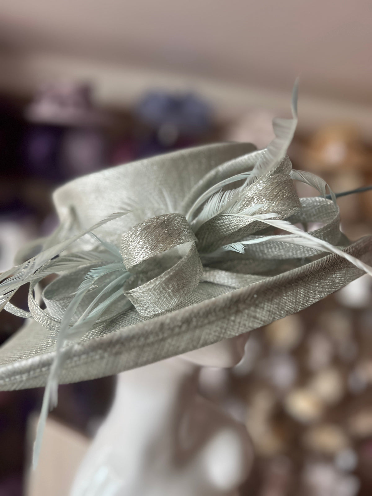 Classic Sinamay Metallic Peppermint Wedding Hat-Fascinators Direct