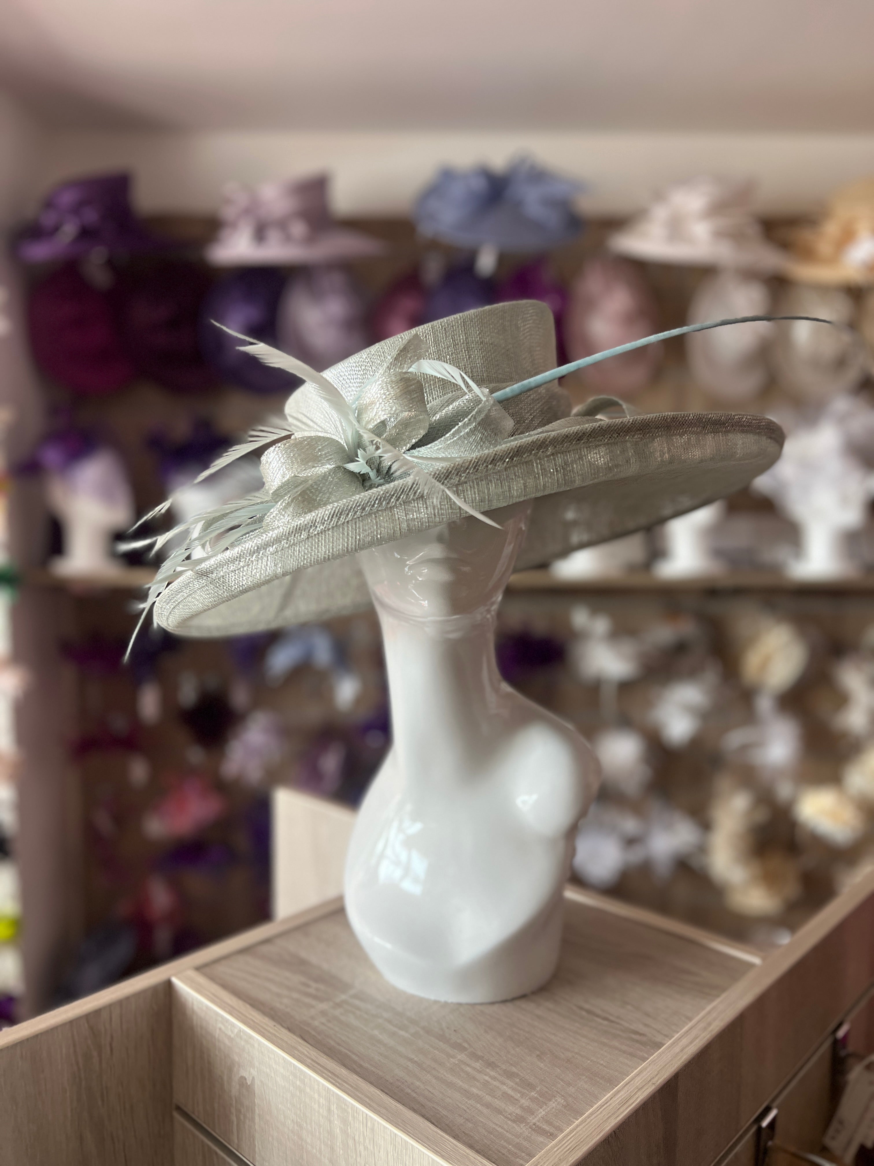 Ladies silver wedding hats discount