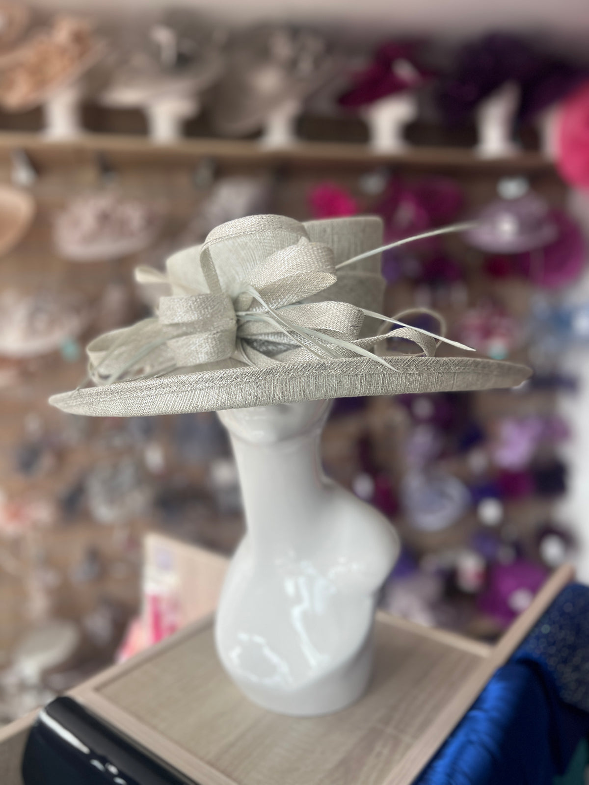 Classic Sinamay Metallic Peppermint Wedding Hat-Fascinators Direct