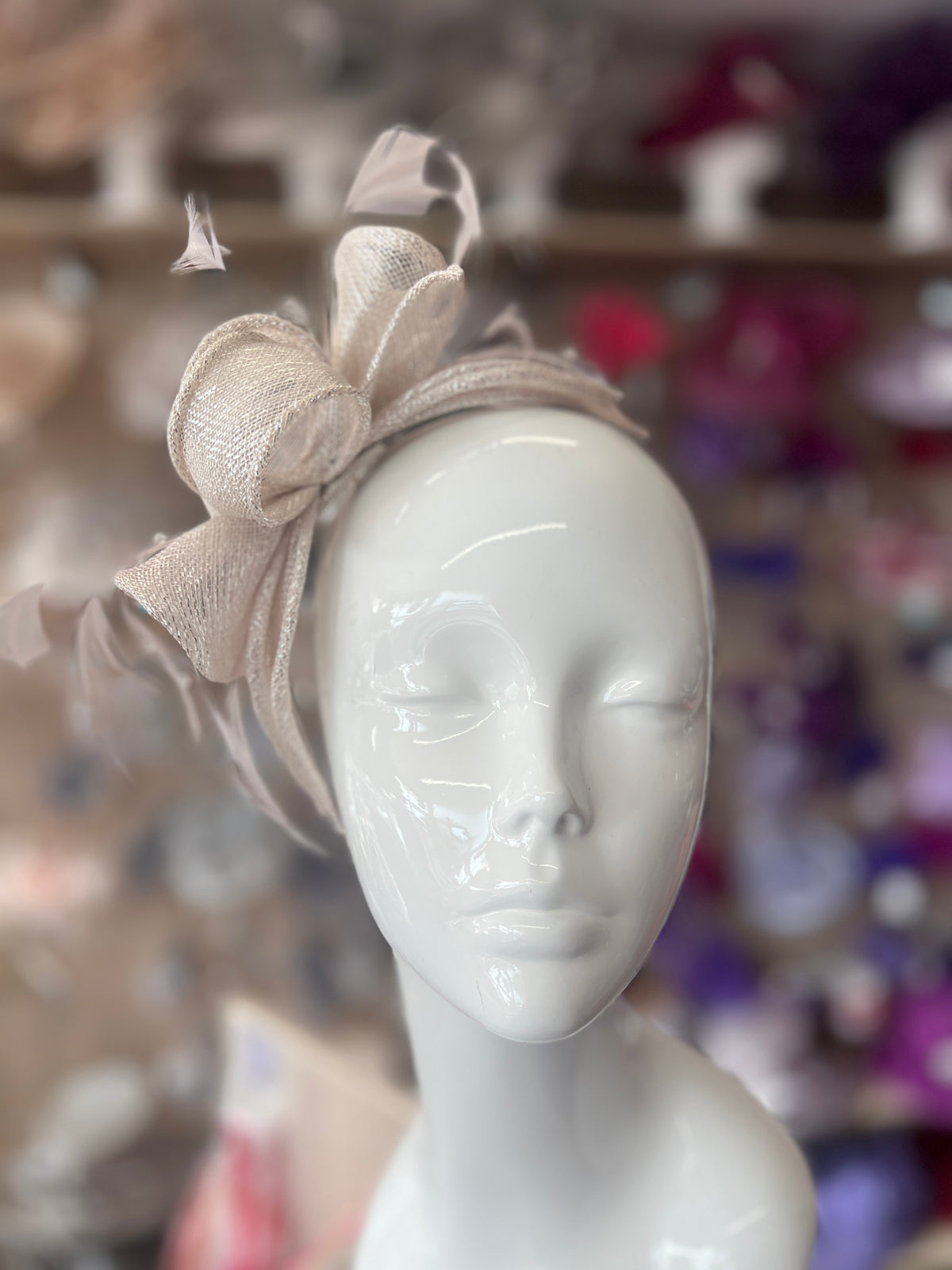 Classic Sinamay Metallic Quartz Fascinator-Fascinators Direct