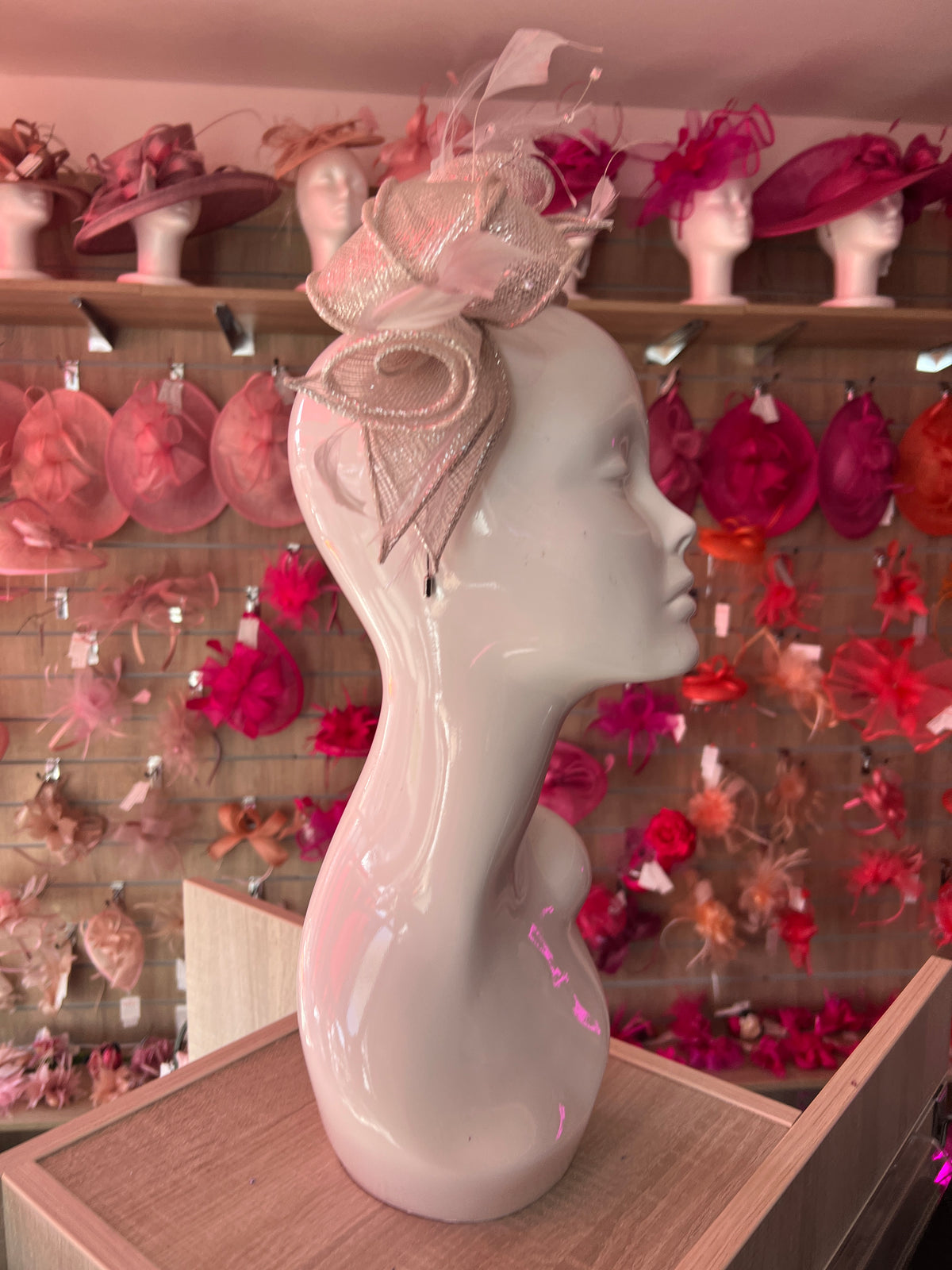 Classic Sinamay Metallic Quartz Fascinator-Fascinators Direct