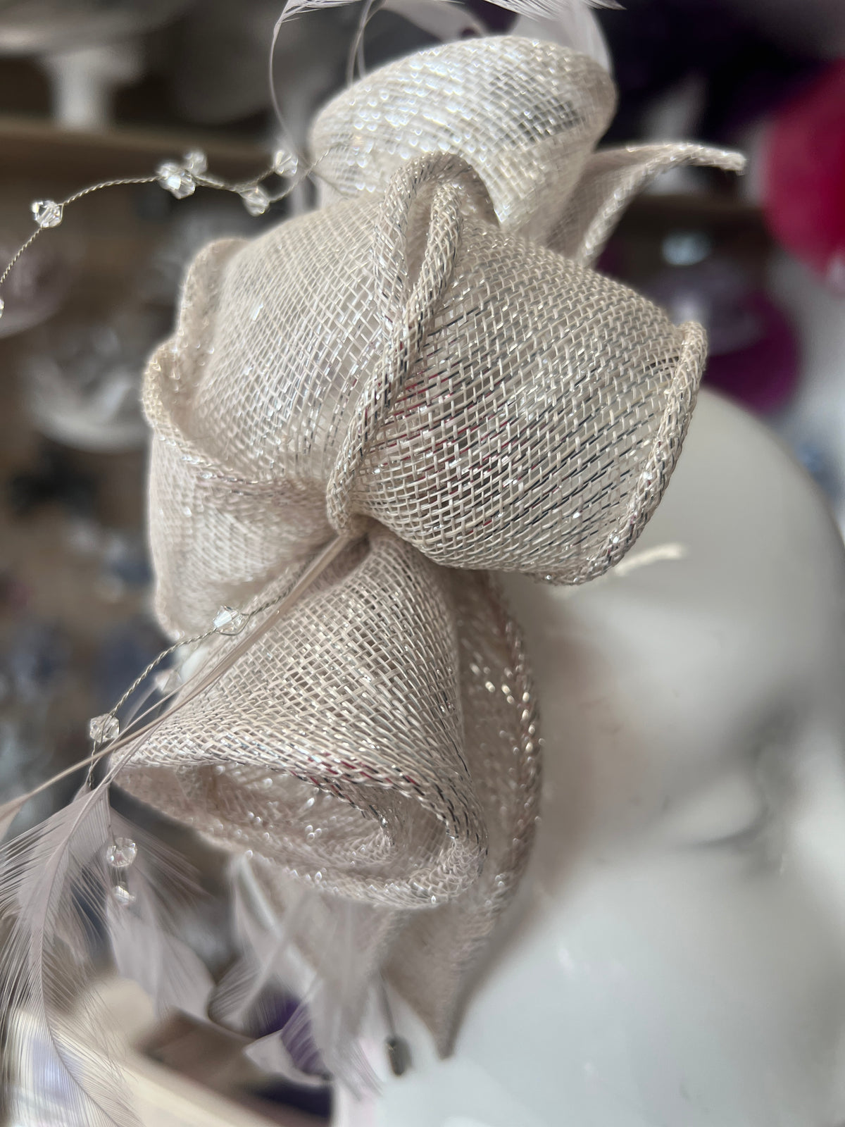 Classic Sinamay Metallic Quartz Fascinator-Fascinators Direct