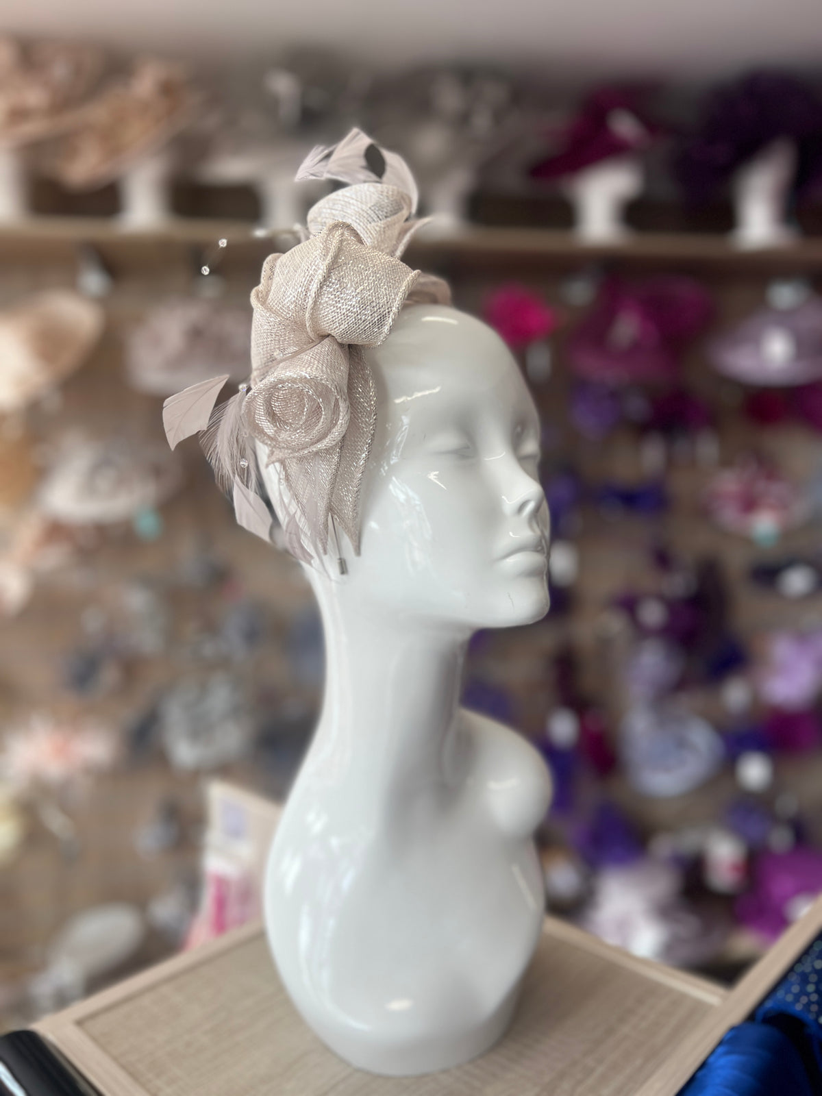 Classic Sinamay Metallic Quartz Fascinator-Fascinators Direct