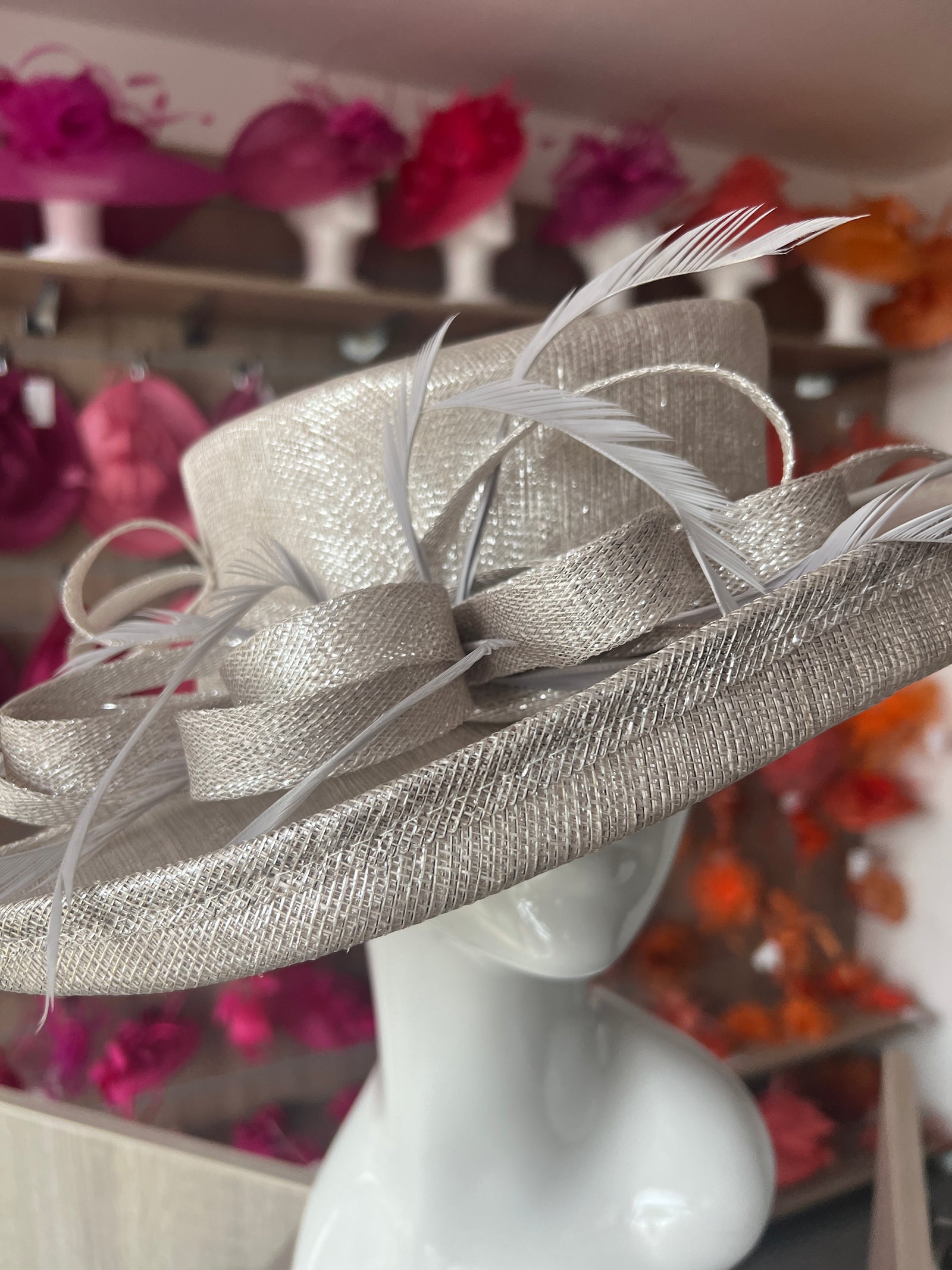 Classic Sinamay Metallic Quartz Wedding Hat-Fascinators Direct